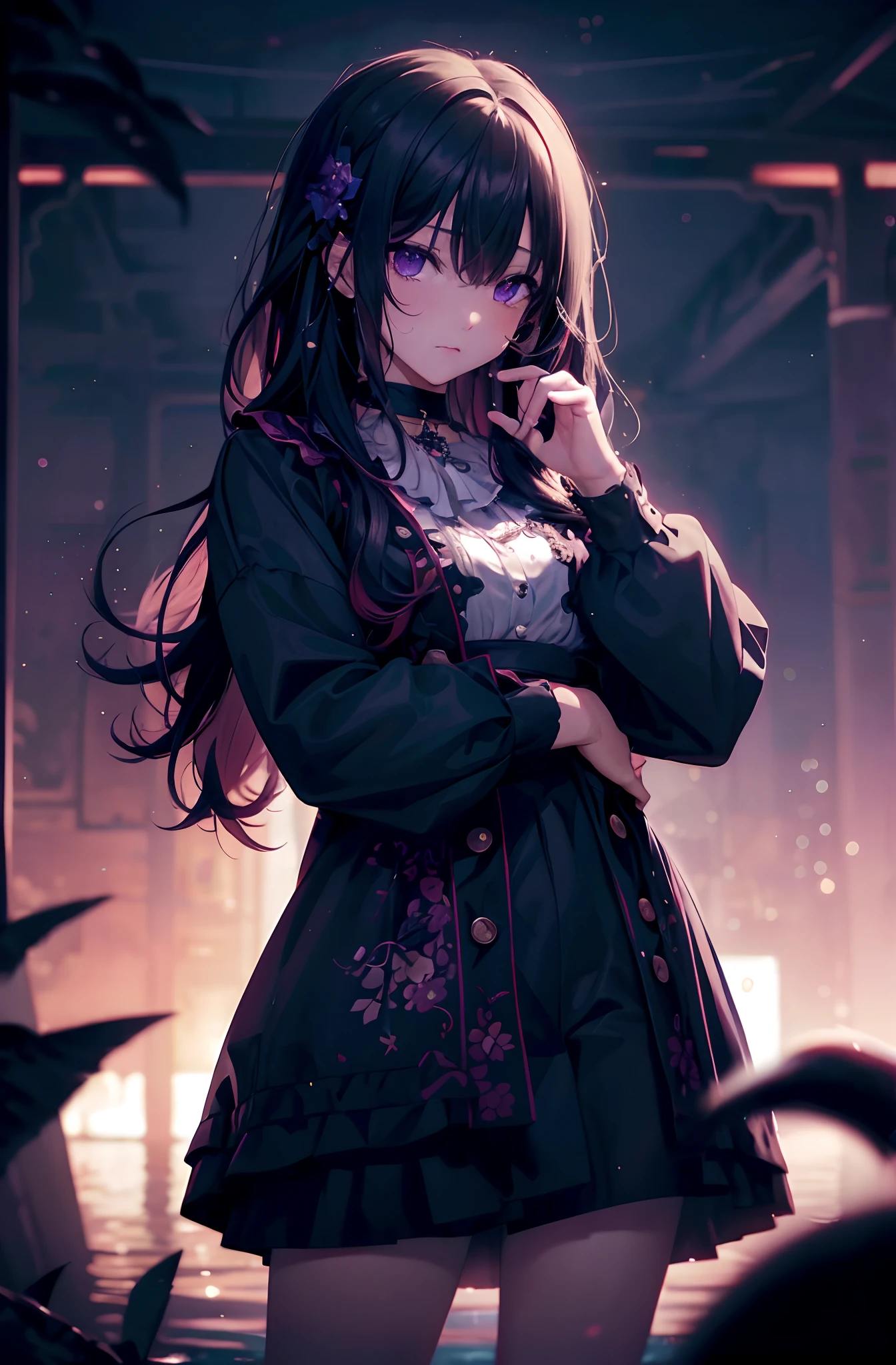 ((of the highest quality)), ((masutepiece)), (Ultra Detail), Add_detail:1, Add_detail:0, Add_detail:0.5,、Add_detail:2 (highest details) Add_detail:1.5 (Better Details) Add_detail:1 (good detail) Add_detail:0.5 (less details) Add_detail:0 (less details) Add_detail:-0.5 (Even less detail) Add_detail:-1(Even less detail), NSFW, Sharp Focus, depth of fields, Cinematic lighting, detailed costume, Lots of detail and texture, 1girl in,Tall body, (Beautiful detailed eyes:1.2), Purple eyes, Eyelashes, bikini of,, , Ichinoku Haruharon Hair, Black choker with multicolored hair, Hair Flower Ornament Neck Ribbon Multicolor Black Shorts, earrings, breasts, Sweaty skin, Feeling tired, (cinematic effects) , Still sleepy, Woozy, Oh my ass itch, Fantasy World, swimming pools, Pool at night, (((Starry sky reflected on the surface of the water))), close-up, focus on the ass, city center, Casual gestures in everyday life, Scenes that make the viewer nervous, little sweat, medium breasts, kawaii, Cute, Cool, Fantasy World, iridescent, (light Particle), Dynamic Angle, Dynamic Pose