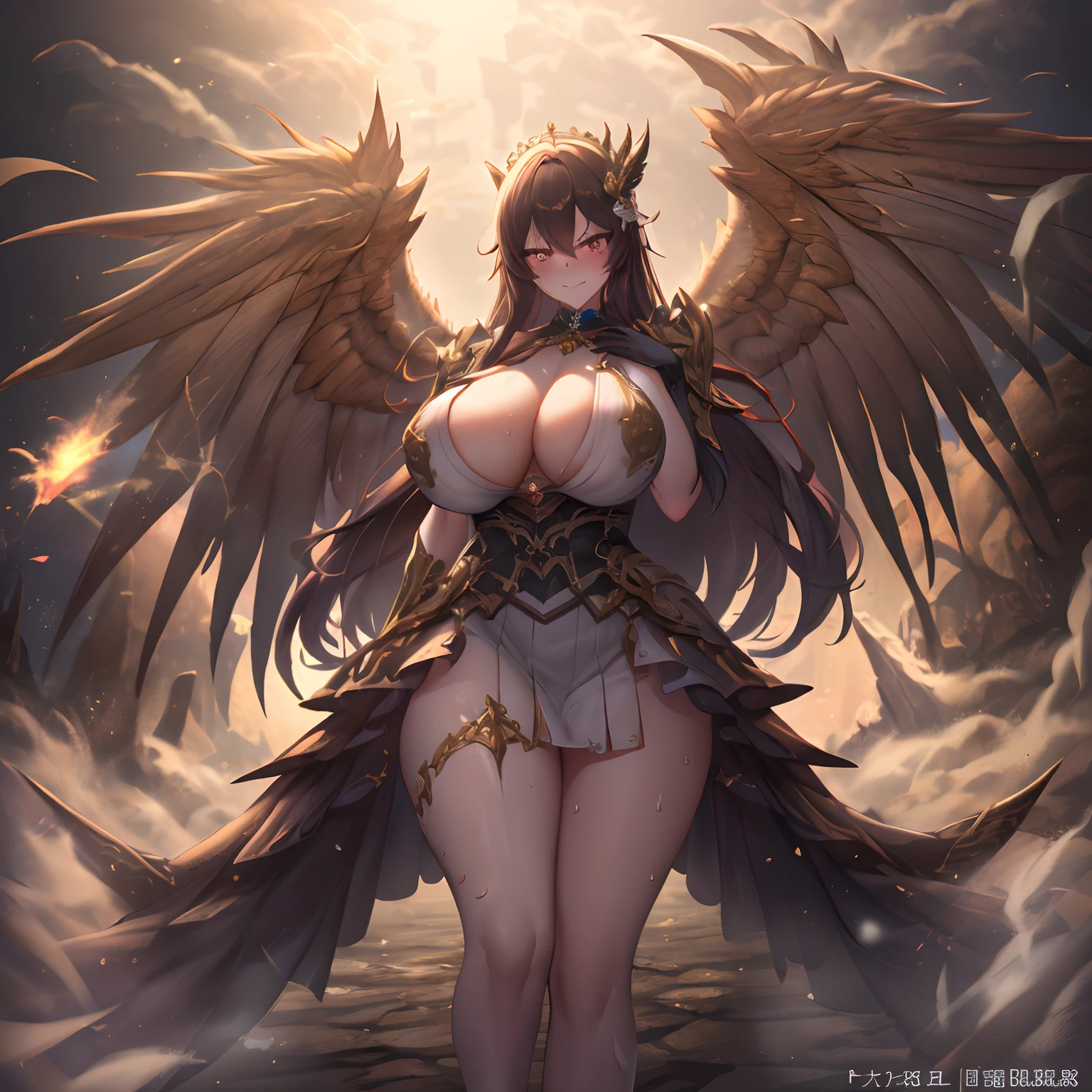 ((Anime Art Style)),(masutepiece),(Best Quality), (Super Detail),((Very delicate and beautiful)),Focus on character,Dynamic Angle,Looking at Viewer,((Solo)),Standing,(((Full body))),((one evil and cute princess in gorgeous ball gown with voluminous skirt)),Detailed face and eyes,(nefarious smirk),Eyes Like Gems,((Very Long voluminous Hair)),gorgeous embroidery and lace,See-through,ornate ruffles,Gorgeous jewelry ornaments,luxury hair ornament,luxury and evil tiara with jewels,(huge-breasted,Long breasts),Full body,((evil and dark atmosphere)),Full body,(((gorgeous ballgown with voluminous skirt)))(masterpiece、top-quality、top-quality、Official art、Beautifully Aesthetic:1.2)、(One girl:1.3)、A highly detailed、(Fractal Art:1.1)、(colourfull:1.1)(florals:1.3)、The most detailed、(Zentangle:1.2)、(Dynamic Poses)、(Abstract background:1.3)、(shinny skin)、(Many colors:1.4)、、(耳环:1.4)、(pluma:1.4)ung aristocratic maid woman)((Black ruffled maid outfit with luxurious embroidery))((Heavy drool))((Very angry look))((red blush))((Painful and troubled face))((The face of suffering and perseverance))((Heavy sweat on the face,)((Heavy sweat spreading all over the body)))Girl with a troubled face、nightcity、Sateen、Kimono without sleeves、A dark-haired、Holding a weapon with blood on it、Looking at the camera、Cherry blossoms are dancing,Unusually resistant、red blush、shrine maiden、valkyrie、Angel wings、a navel、sideboob barbosa、with an intricate、Particles of light、thighs thighs thighs thighs、shinny skin、Perfect litthing、1girl in、looking at the viewers、Winged headgear、pelvis curtain、A smile、(masterpiece)、(top-quality)、tiny chest、Porcelain Skin、Very long hair、hair wavy、Royal sister,femele,A queen,putting on a crown,There are a lot of golden lightning around,sitting in a throne,Bangs cover the eyes,Black Suspender Socks,Black Lace Top,,High jump,Grab Erlang's leg,,Black Silk Top,domineering,smil,The corners of the mouth are raised,Red and gold eyes,Black silk erotic underwear,Black top,Black Silk