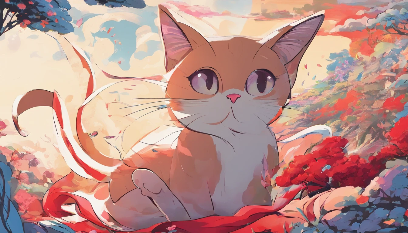 Un chat avec une clochette rouge
