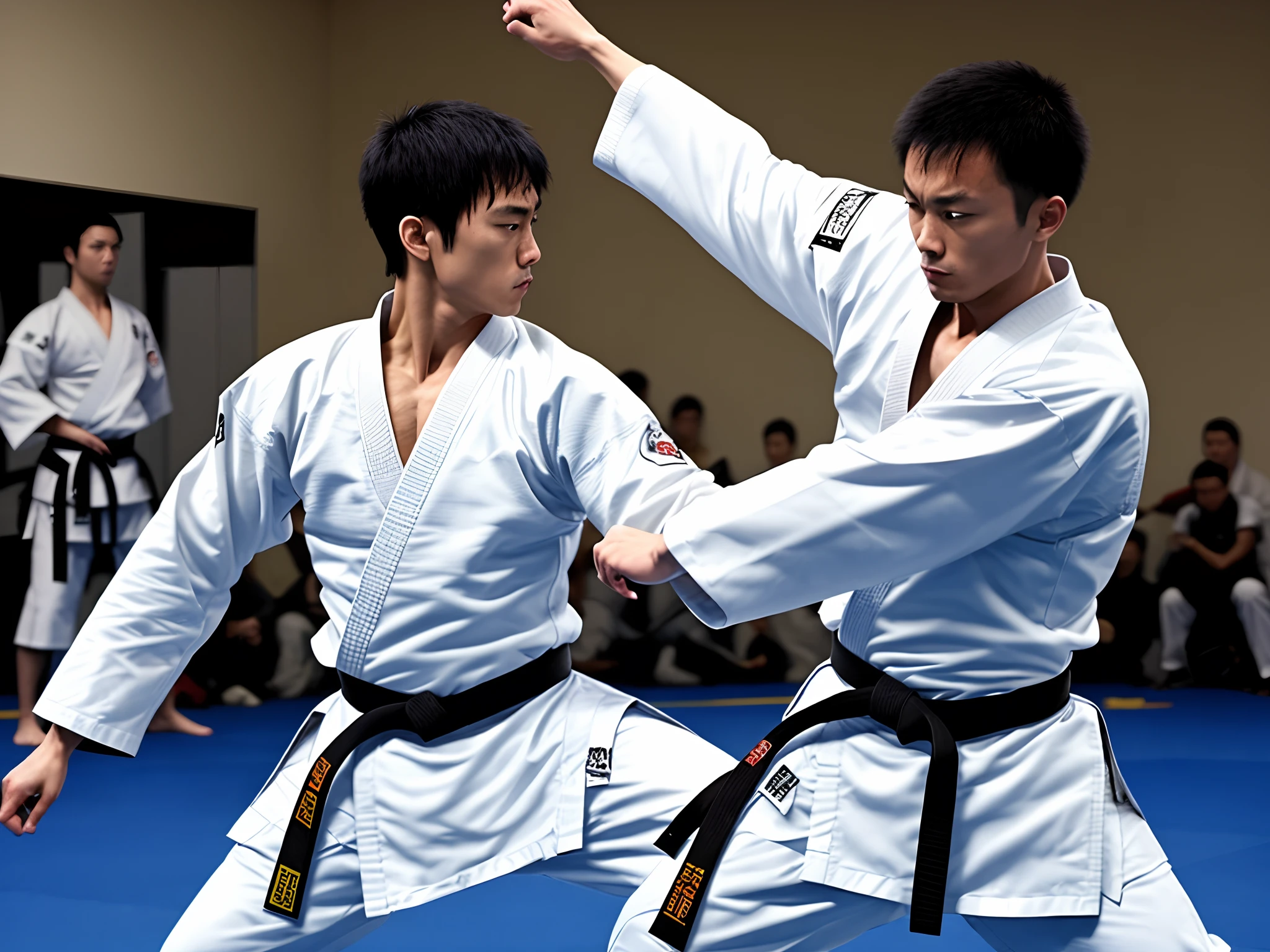 A martial artist fighting a swords man