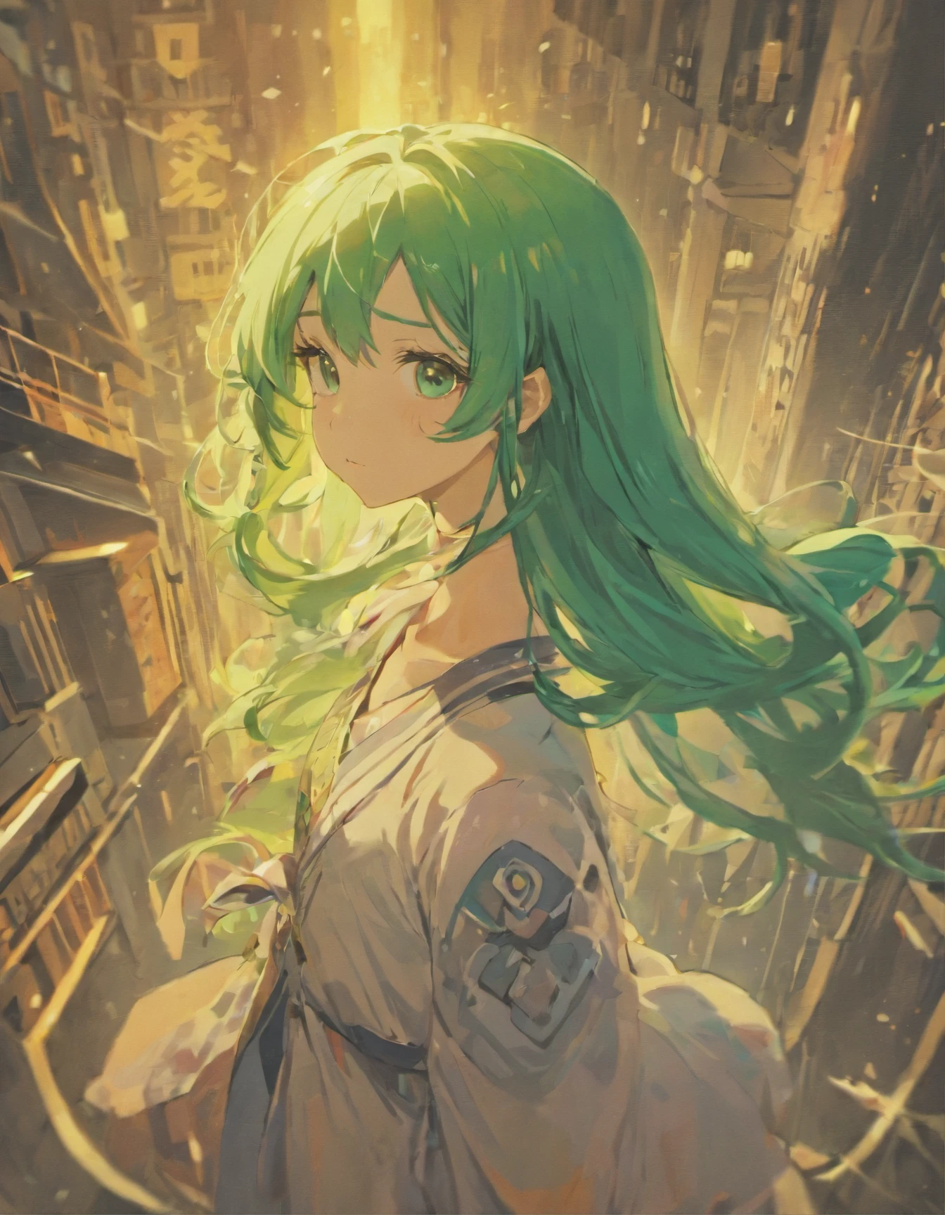 Girl with green hair