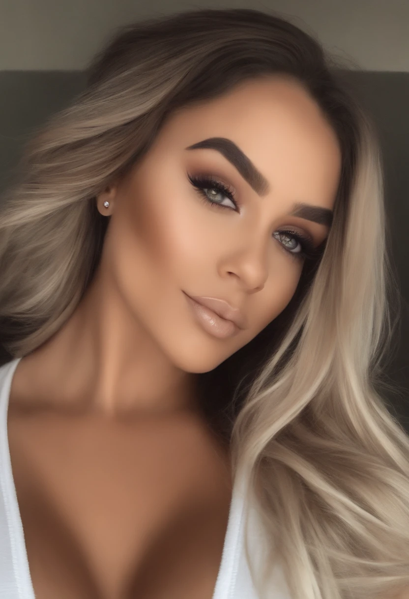 Mulheres totalmente aladas , pele negra、 com olhos verdes , Ultra realista, meticulosamente detalhado, Retrato Sertine doce cabelo castanho e olhos grandes, selfie de uma jovem mulher, , Violeta Myers, sem maquiagem, maquiagem natural, staring directly at camera, Rosto Artgram, maquiagem sutil, Amazing photos of the whole body kneeling in bed, no quarto, Medium to large bust