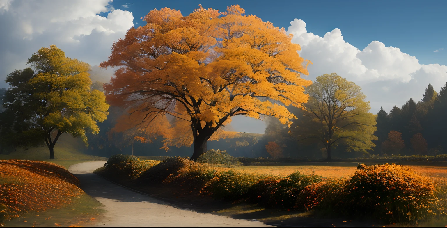 masterpiece, best quality, high quality, extremely detailed CG unity 8k wallpaper,landscape with texture ,A place with lots of leaves on the ground and autumn colors,award winning photography, Bokeh, Depth of Field, HDR, bloom, Chromatic Aberration ,Photorealistic,extremely detailed, trending on artstation, trending on CGsociety, Intricate, High Detail, dramatic, art by midjourney