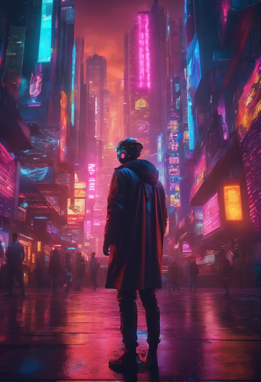 Rosto de um menino com cabelos loiros e grandes olhos azuis, Against the backdrop of tomorrow's world, powered by Artificial Intelligence, em uma foto 8K muito realista
