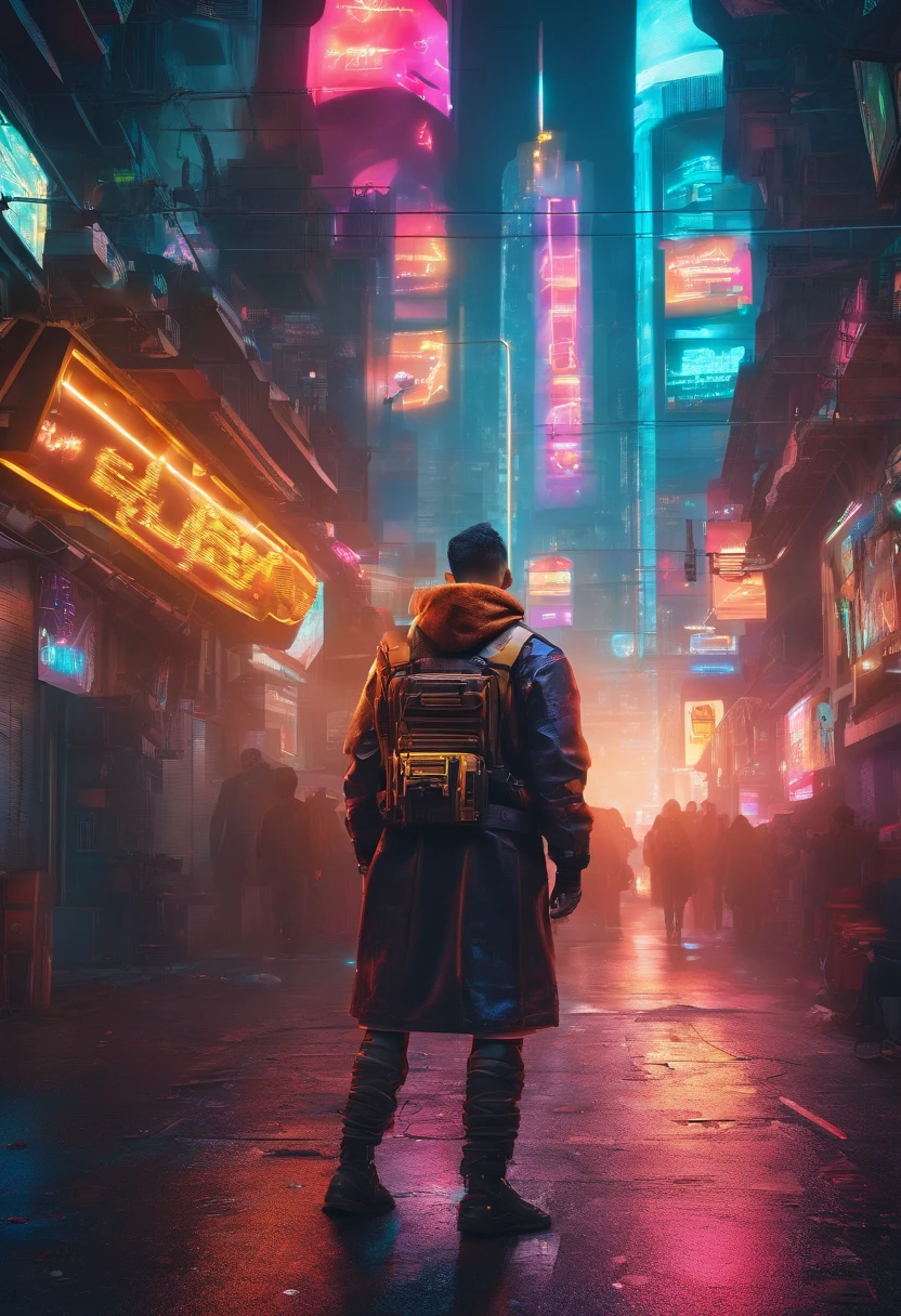 Rosto de um menino com cabelos loiros e grandes olhos azuis, Against the backdrop of tomorrow's world, powered by Artificial Intelligence, em uma foto 8K muito realista