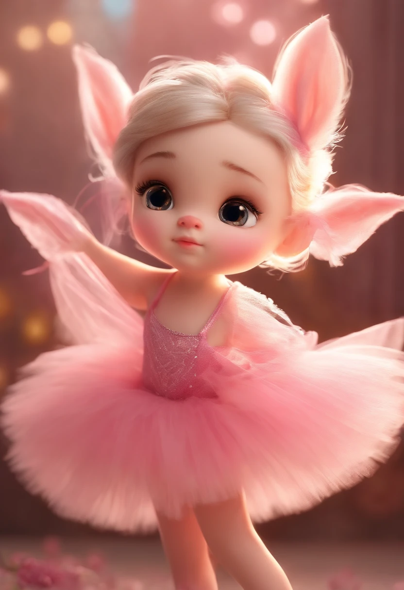 hog, ballerina, tutu,Best Quality,Ultra-detailed,Graceful movement,Beautiful detailed eyes,Nice pink outfit,Ballet Shoes,soft fluffy skin,playful expression,Vivid colors,Warm lighting、butcher