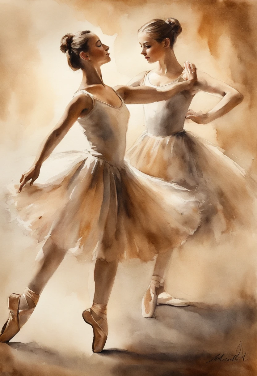 Young classical dancers, In ballet poses, HD wallpaper, Color Sepia, high-quality wallpaper, Photo session, striking pose, Female 14 years old, You are 14 years old, You are about 14 years old, portrait shot 8 k