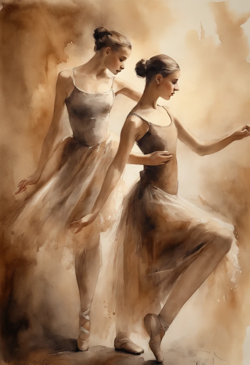 Young classical dancers, In ballet poses, HD wallpaper, Color Sepia, high-quality wallpaper, Photo session, striking pose, Female 12 years old, You are 12 years old, You are about 12 years old, portrait shot 8 k