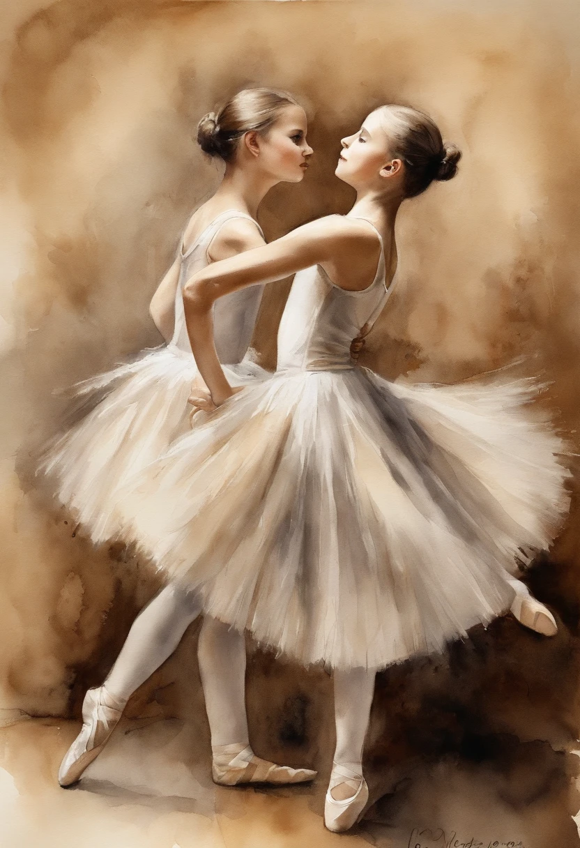 Young classical dancers, In ballet poses, HD wallpaper, Color Sepia, high-quality wallpaper, Photo session, striking pose, Female 12 years old, You are 12 years old, You are about 12 years old, portrait shot 8 k