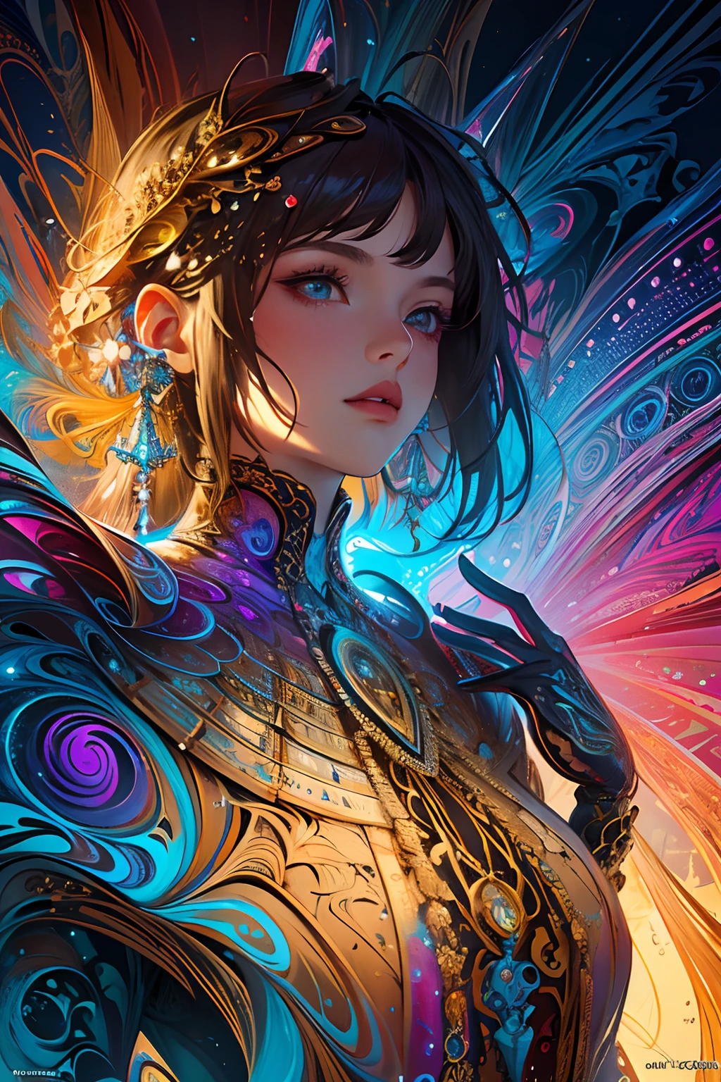 (masterpiece, top quality, best quality, official art, beautiful and aesthetic:1.2), (1girl), extreme detailed,(fractal art:1.3),colorful,highest detailed