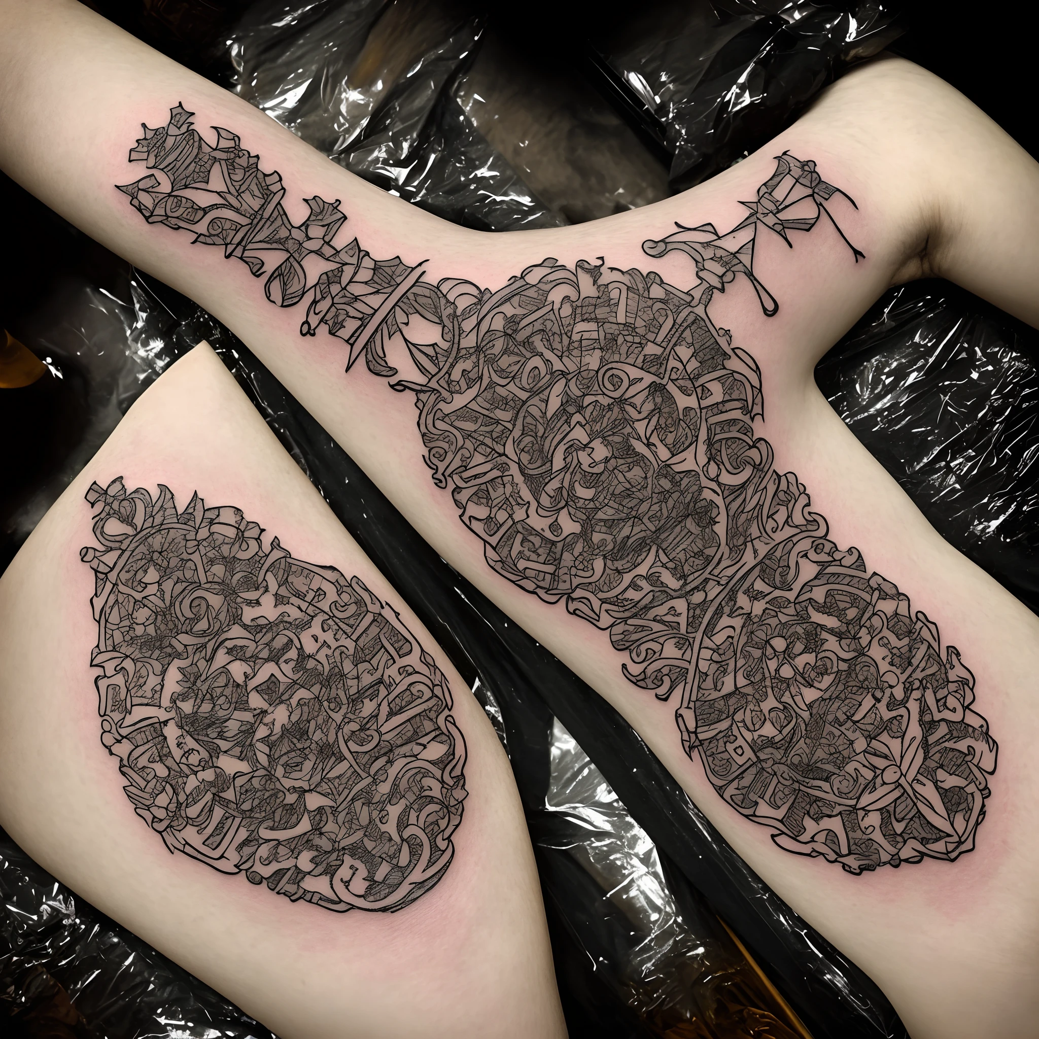 Tattoo of a knight chess piece with brewing hops