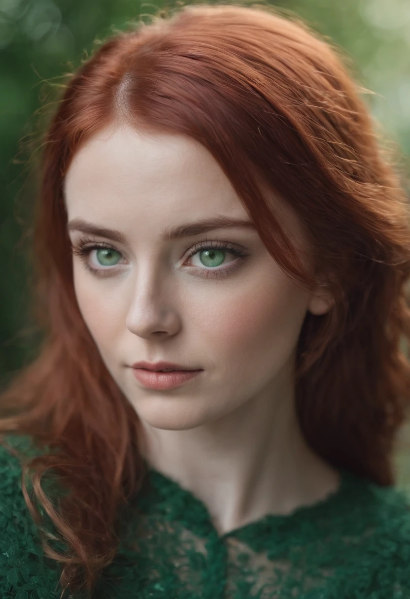 Green eyes and red hair