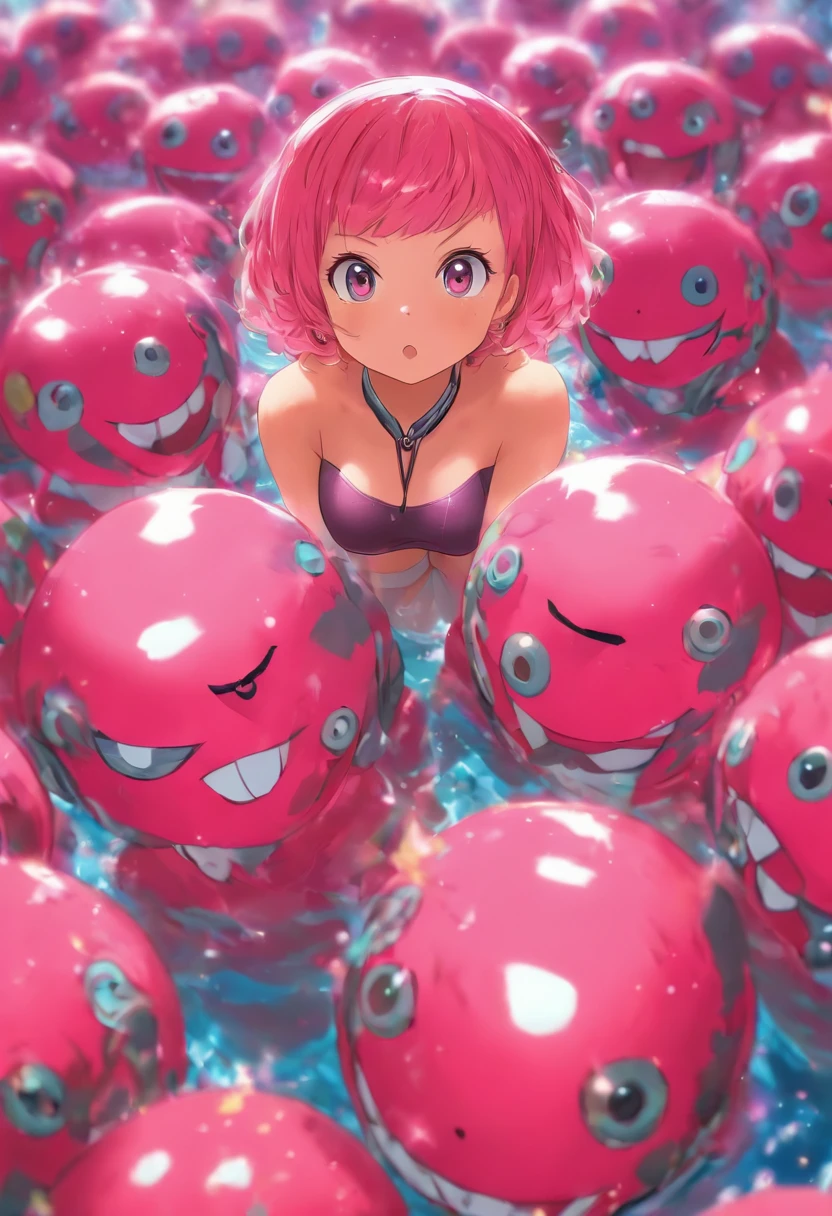 female pervert　Pink shorthair　High school students　Colossal tits