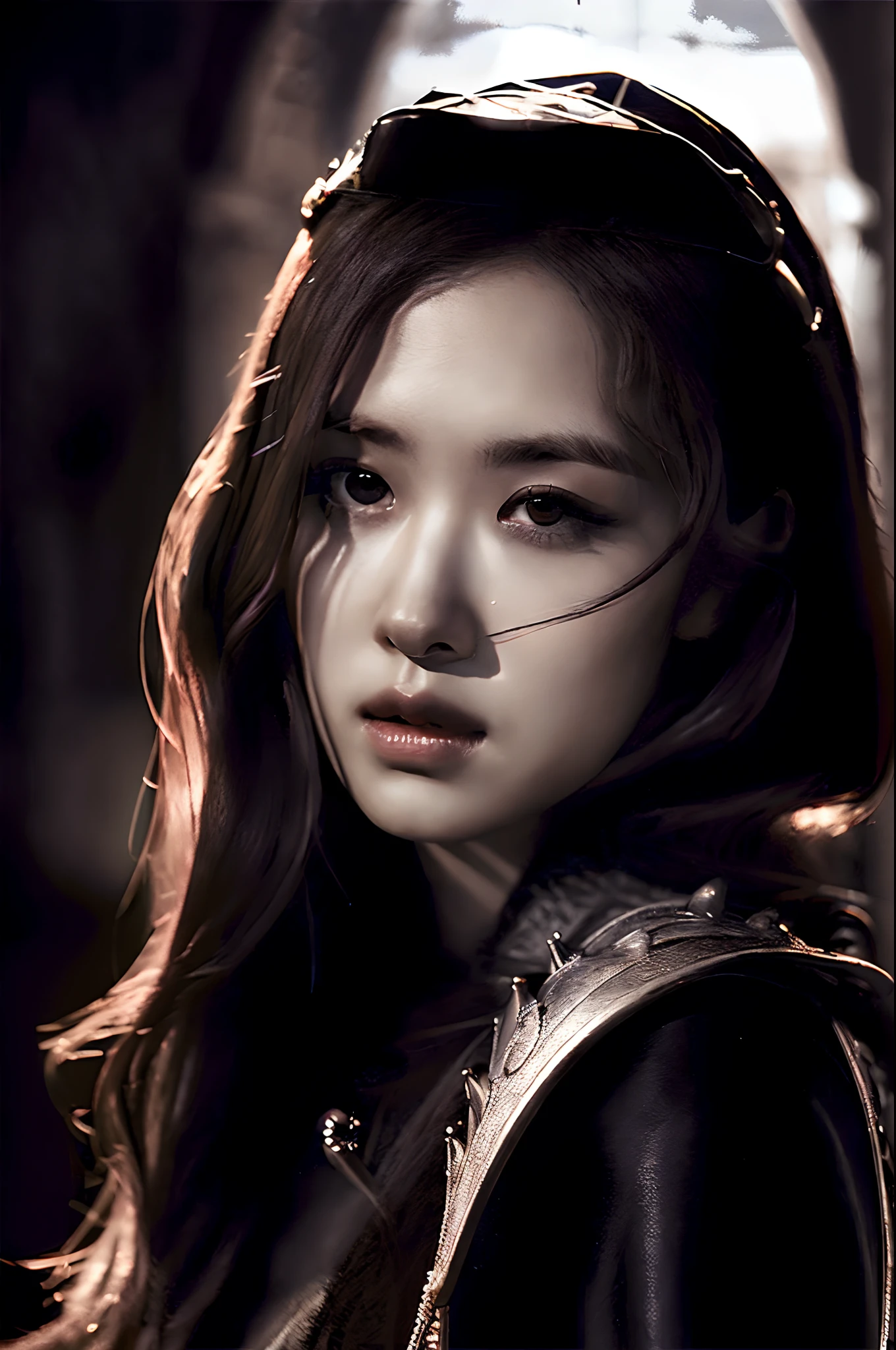 (best quality,4k,8k,highres,masterpiece:1.2),ultra-detailed,(realistic,photorealistic,photo-realistic:1.37), in the Castle, game of thrones, dragon, dark vibes, sword, cool princess, beautiful detailed dragon,beautiful detailed eyes, beautiful detailed lips, extremely detailed eyes and face, dark hair, beautiful background