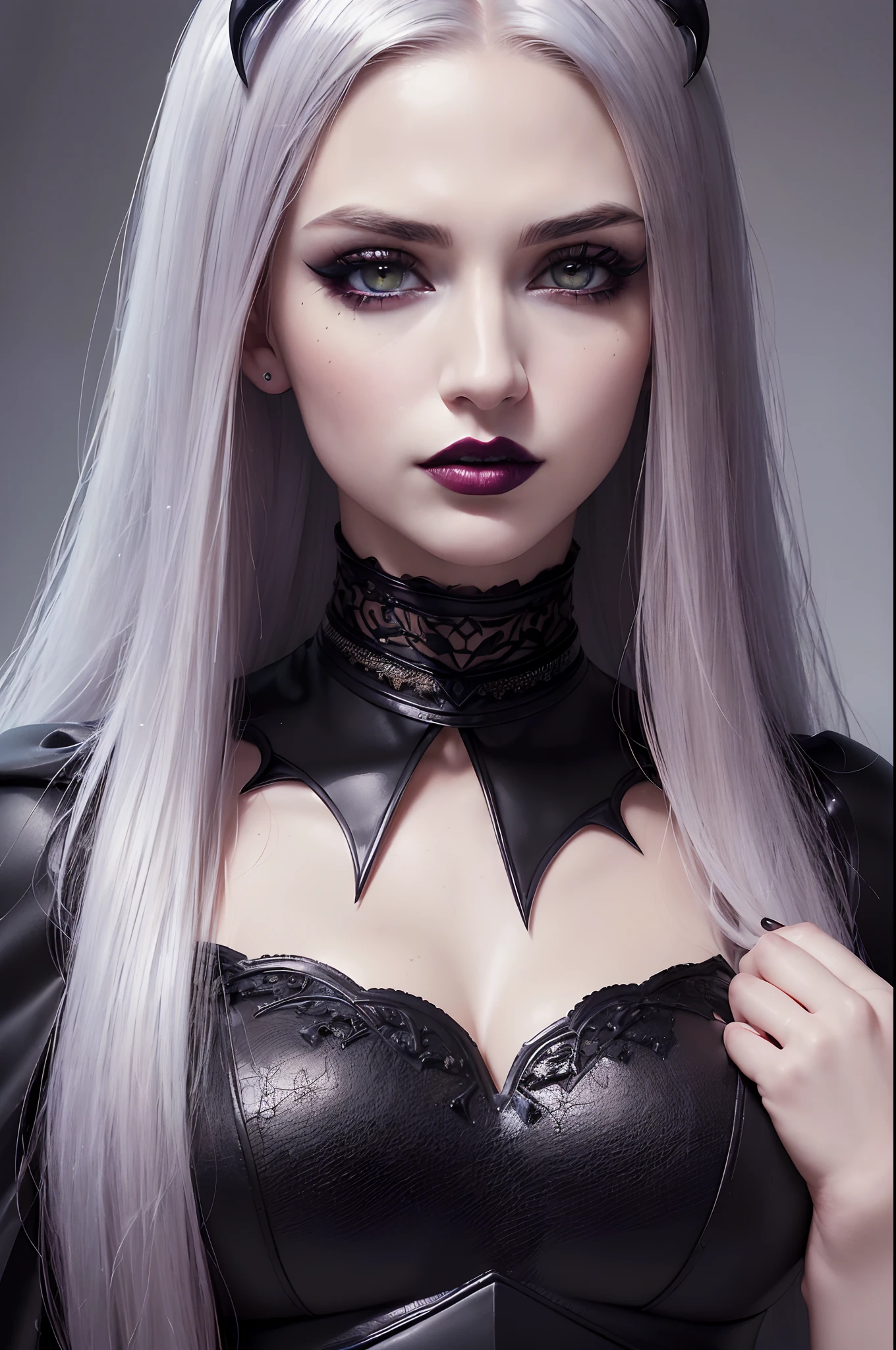 (Best Quality, 8k, 32k, Masterpiece, UHD:1.3), (Photo of Attractive Caucasian Gothic model Woman), 1 Girl, Raven from DC comics , DC comics, heavy makeup ,  cape, choker,very pale skin,Ultra Detailed Face, Detailed Lips, Fine Eyes, black lipstick, Fine Eyes, double eyelids