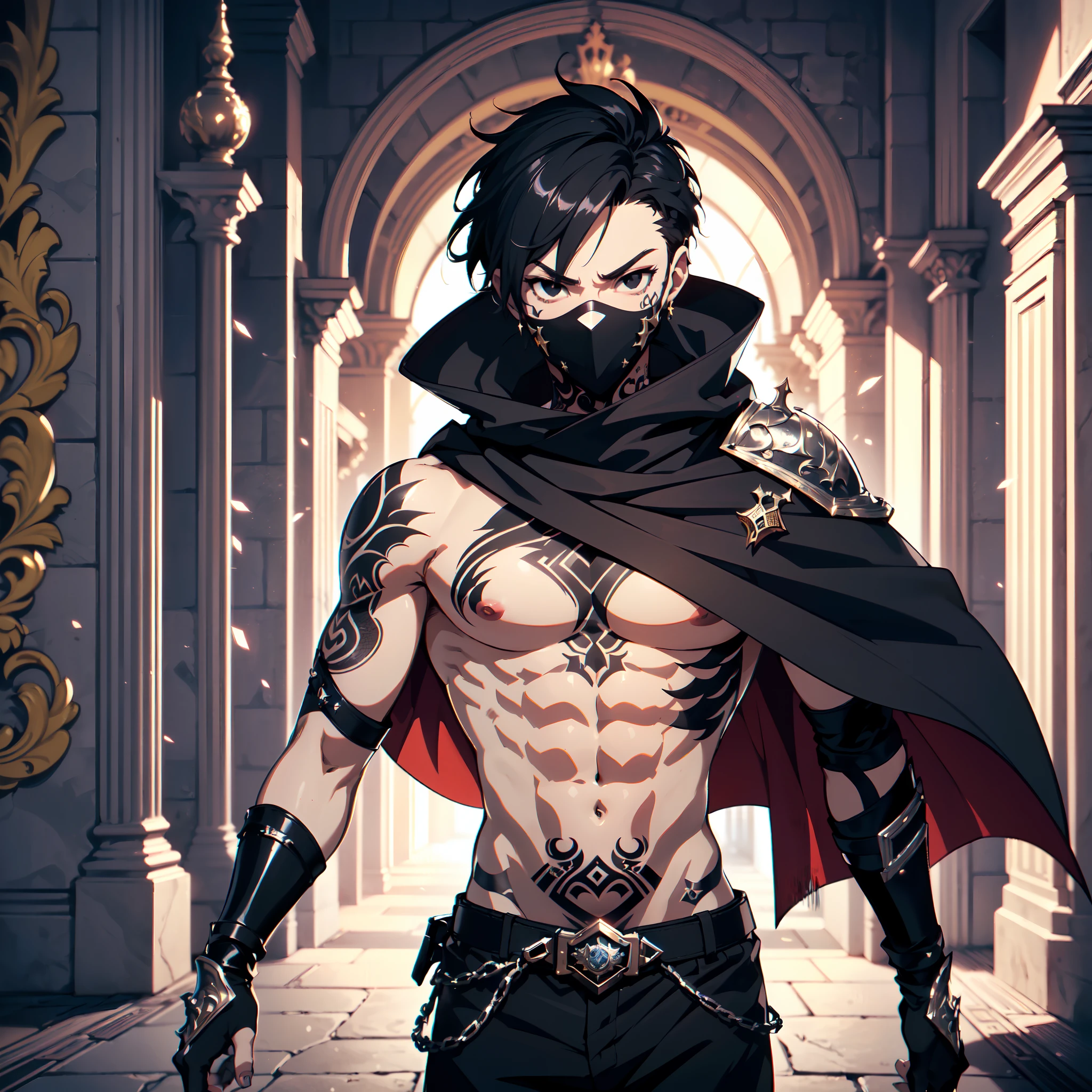 128K Ultra High Definition,
128K Ultra High Quality,
128K Ultra High Resolution,
Best Definition,
Best Quality,
Best Resolution,
Perfectly Detailed,
Perfectly Designed,
Extremely Detailed,
Extremely Designed,
Hyper Detailed,
Hyper Definition,
Hyper Quality,
Hyper Resolution,
Masterpiece,
(((Anime))),
Body Shot,
(((Boy))),
Handsome,
Muscular Body,
(((Black Short Hair))),
(((Black Eyes))),
(((Hyper Detailed & Perfectly Designed With Ultra High Quality Platinum Engravings & Jeweled Tattooed Ninja Armor With Mask & Cape))),
(((Inside Of Medieval Royal Palace Background Scenery))),