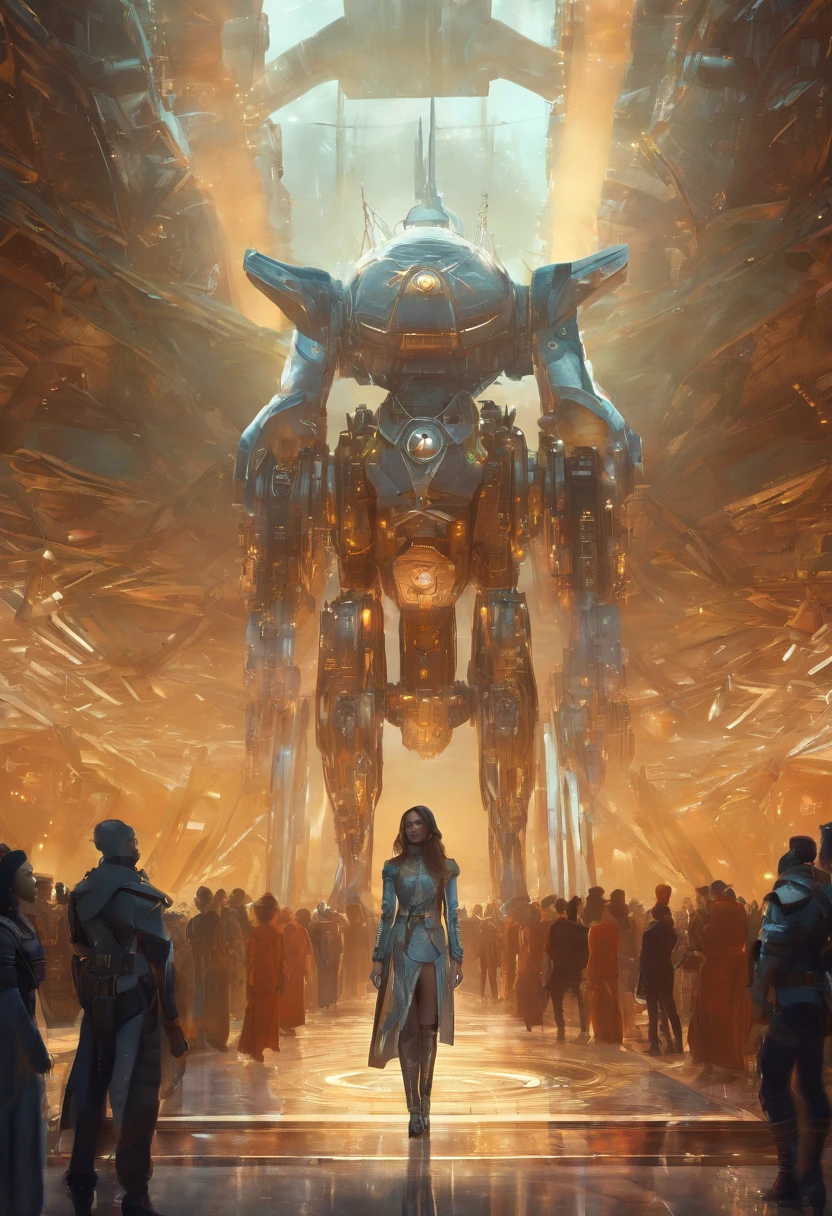3D rendering of futuristic sci-fi fashion show scene, The future female model stands in front of the audience. Behind her is an oversized transformer, Large mechanical robot, Complex details, and extra-long lenses,
Background: fashion show runway, future techwear, micro Chip, Computer, Light, Vast space,,Clear facial features,Game scene graph,a beautiful painting by wlop,comic strip,Intense atmosphere, sober, author：Andrey Remnev,impossible,Fantasy map,Ice Age, Futuristic, Sci-fi, Image from Bradford Young's work,Enigmatic Atmosphere,Telephoto lens,full bodyesbian,ultra very long shot,Mood lighting, --AR 9:16 --V 5.2--On the lights--Stop 303D rendering futuristic sci-fi fashion show scene, The future female model stands in front of the audience. Behind her is an oversized transformer, Large mechanical robot, Complex details, and extra-long lenses,
Background: fashion show runway, future techwear, micro Chip, Computer, Light, Vast space,,Clear facial features,Game scene graph,a beautiful painting by wlop,comic strip,Intense atmosphere, sober, author：Andrey Remnev,impossible,Fantasy map,Ice Age, Futuristic, Sci-fi, Image from Bradford Young's work,Enigmatic Atmosphere,Telephoto lens,full bodyesbian,ultra very long shot,Mood lighting, --AR 9:16 --V 5.2 -- On the light -- Stop 30