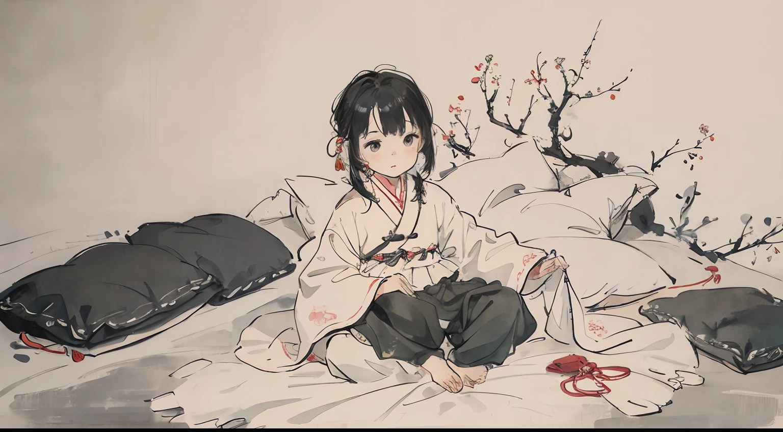 masterpiece, best quality, <lora:keke:1> <lora:epiNoiseoffset_v3:1> <lora:add_detail:0> <lora:GoodHands-vanilla:1>, symbol-shaped pupils, colorful, flat color, (1girl), (solo), looking at viewer, facing viewer, casual, full body, landscape, <lora:ARWJavaneseInterior:0.7>, javaneseinterior, javanese interior, bedroom, king bed with curtain, painting, flower pattern, dim light, ornament, mirror, ornate, detail, traditional, wooden floor