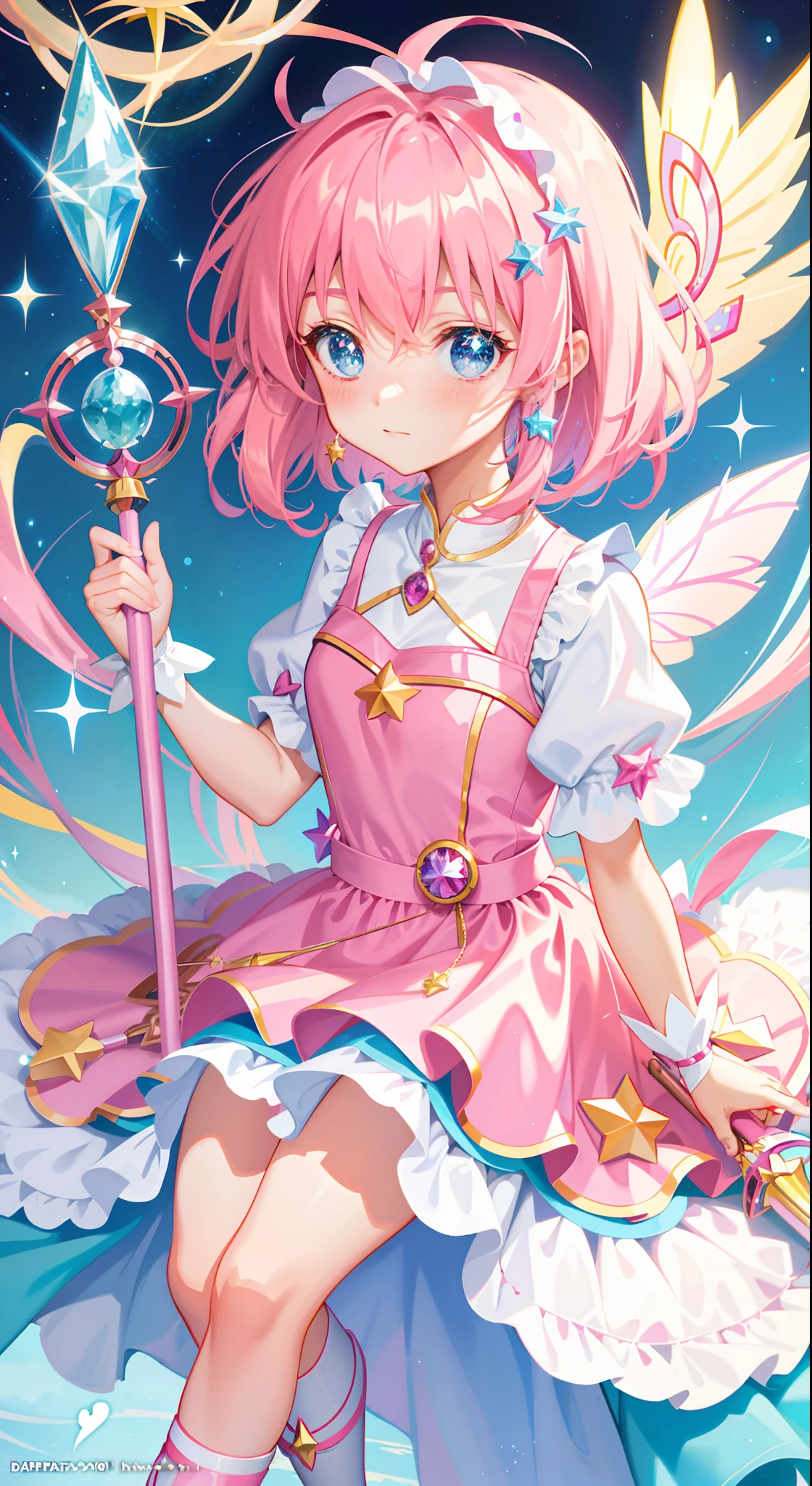 k hd,Anime girl with wand and star wand in her hand, portrait of magical girl, sparkling magical girl, magical little girl, cardcaptor sakura, pin on anime, clean and meticulous anime art, magical girl anime mahou shojo, beautiful anime art style, cute anime girl portraits, carrying a magical staff, zerochan art, lovely art style, astral fairy, Soft anime illustration