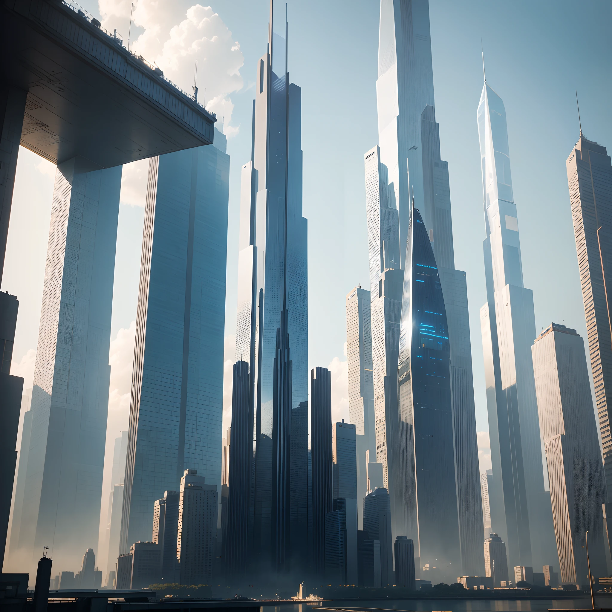 Best Quality,4K,in 8K,hight resolution,masutepiece:1.2),Ultra-detailed,(Realistic,Photorealistic,Photorealsitic:1.37),Cyberpunk,A futuristic world,Tall skyscraper,planet earth,Sci-Fi Art,Imaginative,sci-fi fantasy,Futuristic city,High resolution,Futuristic glass skyscraper towering over the skyline，StarWars，