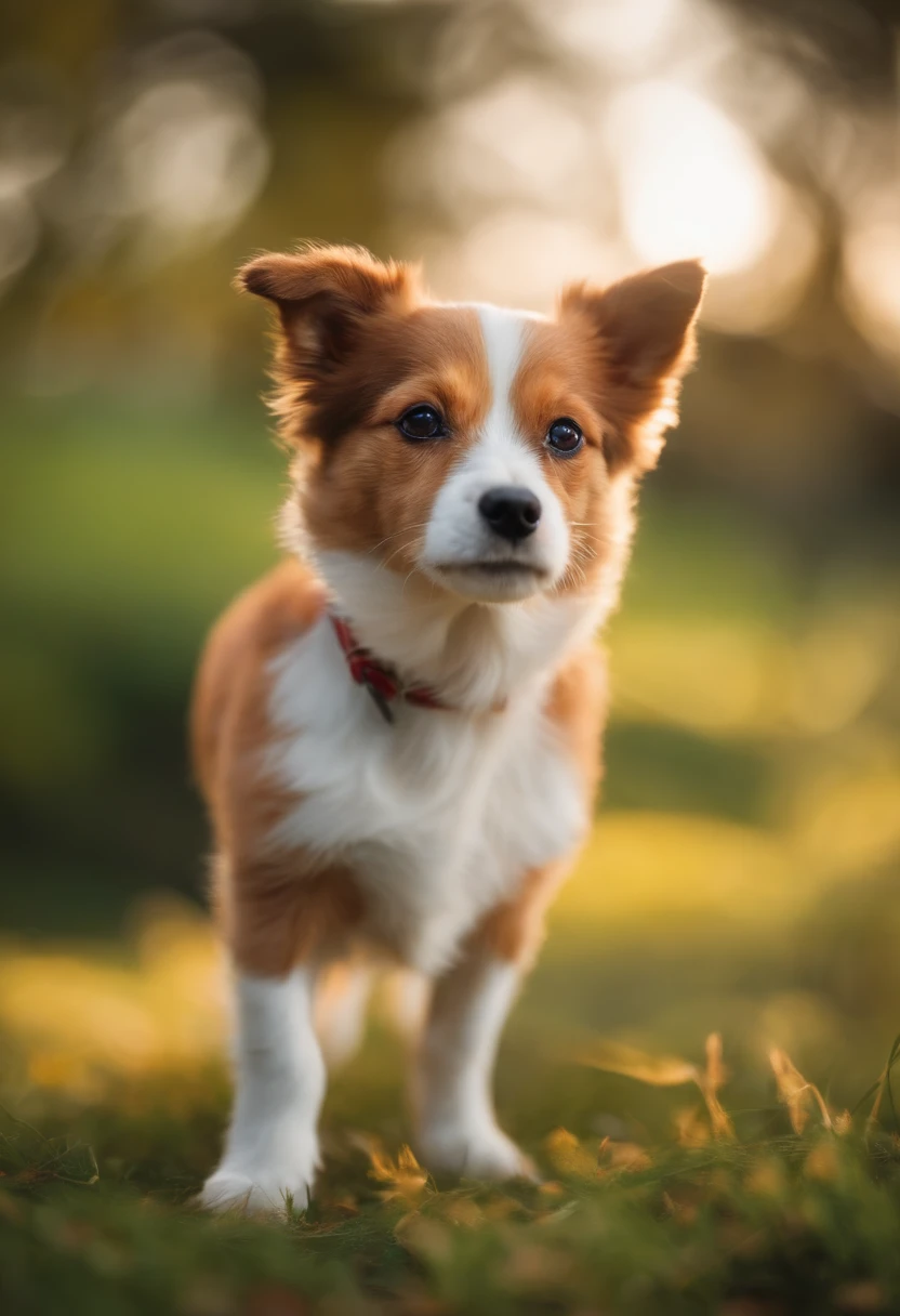 A cute little dog looking around