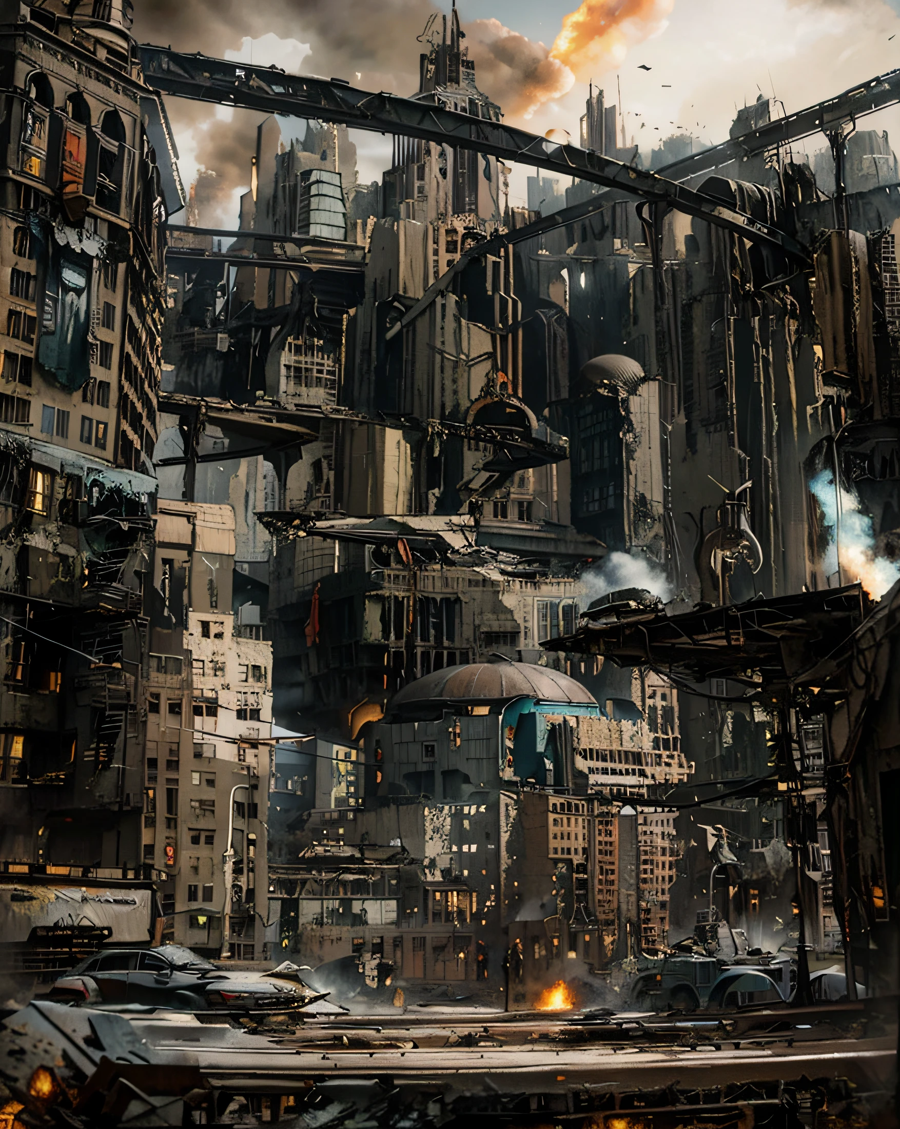 A close up of a city with a lot of buildings and a lot of cars - SeaArt AI