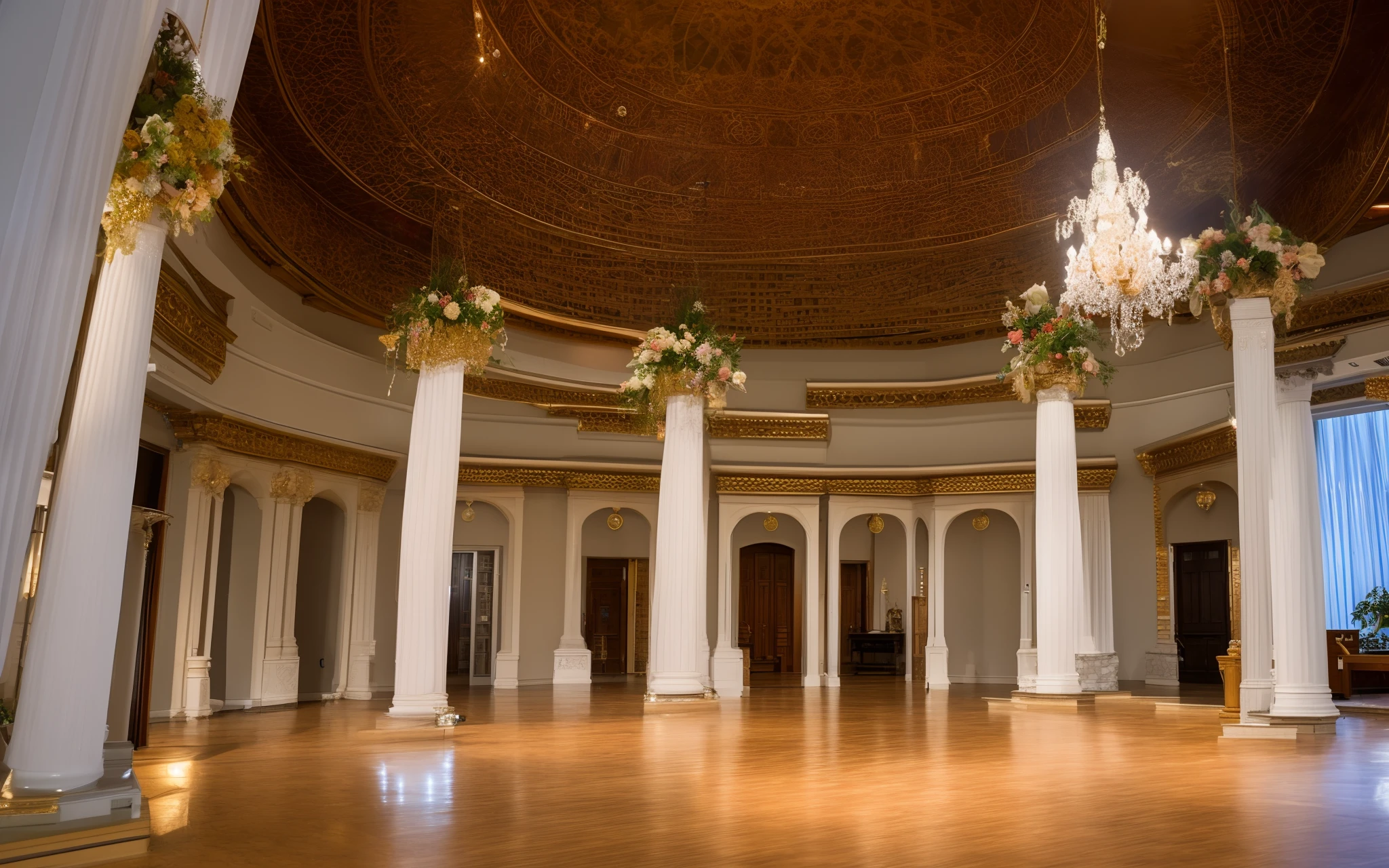 Bahai temple Texas 9 sided with pillars and stars