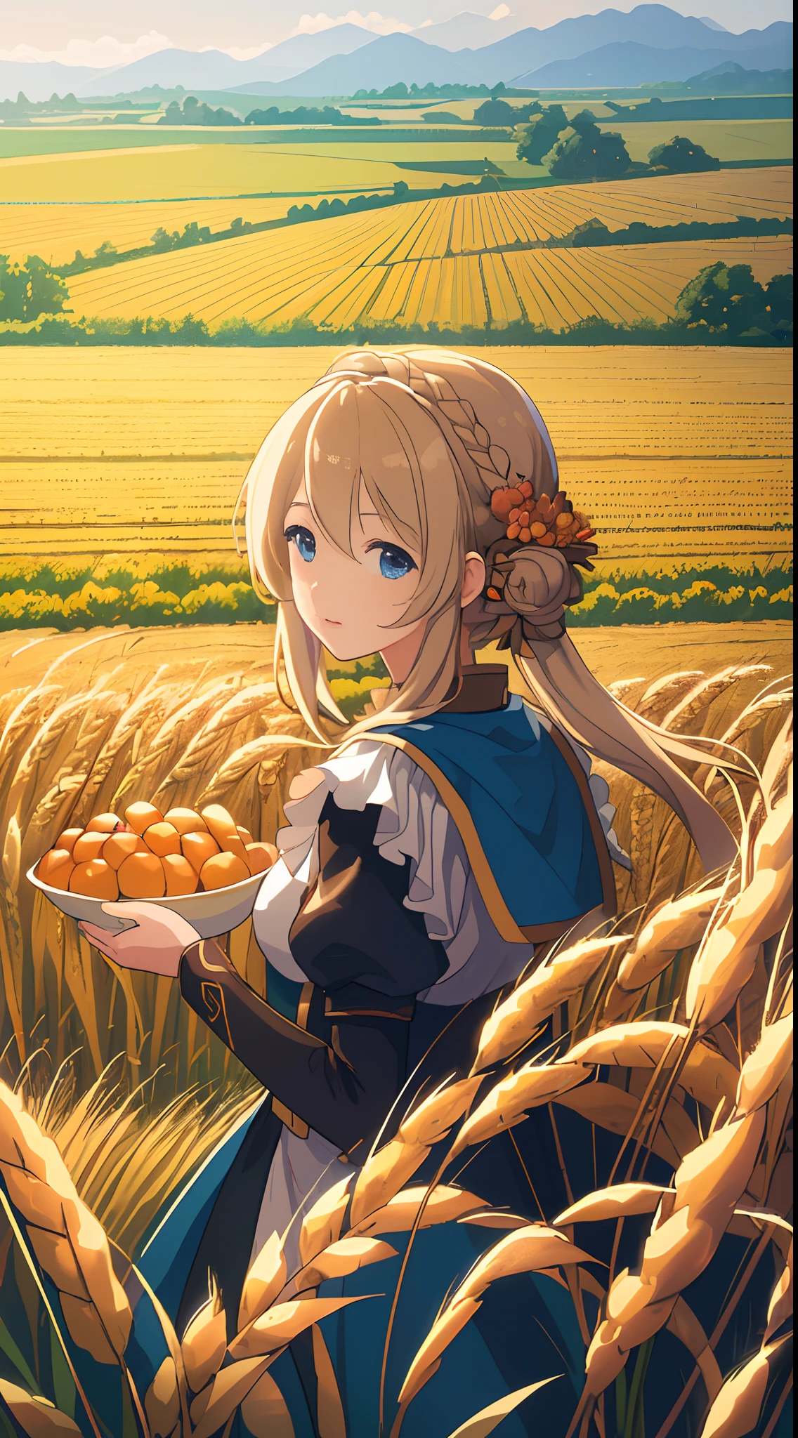 Masterpiece, best quality, (very detailed CG unified 8k wallpaper) (best quality), (best illustration), (best shade) nature harvest wheat, super meticulous , people working in the fields --v6