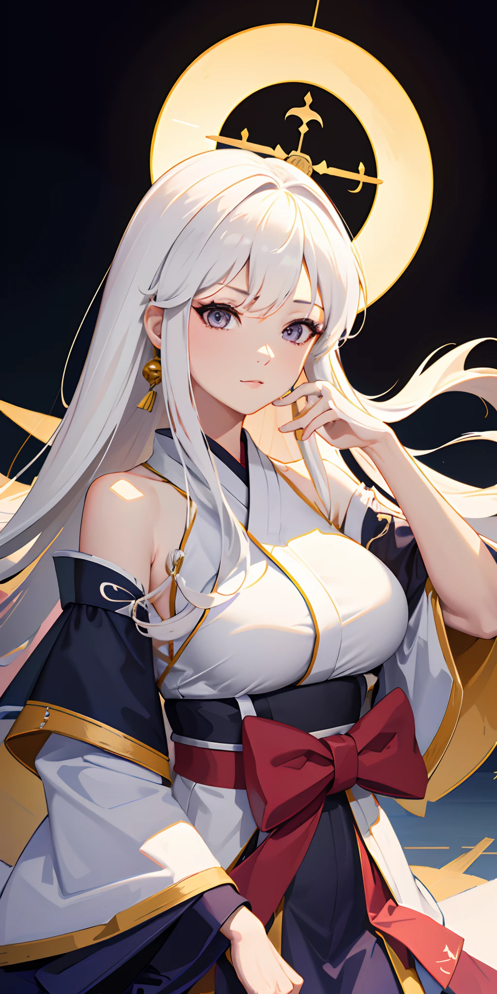 (high quality,4k,8k,highres,masterpiece:1.2),portrait,painting,Enterpise(Kantai Collection),long white hair,Kimono(traditional Japanese clothing),Japanese hair ornaments,Japan,cute smile,intense eyes,feminine,graceful pose,vibrant colors,traditional style,painterly brushstrokes,studio lighting,ultra-detailed,realistic

note：The prompt here is just an example，You can create a new prompt based on my theme。Try to keep prompts as concise and readable as possible，Also make sure that all tags are related to drawing artwork。