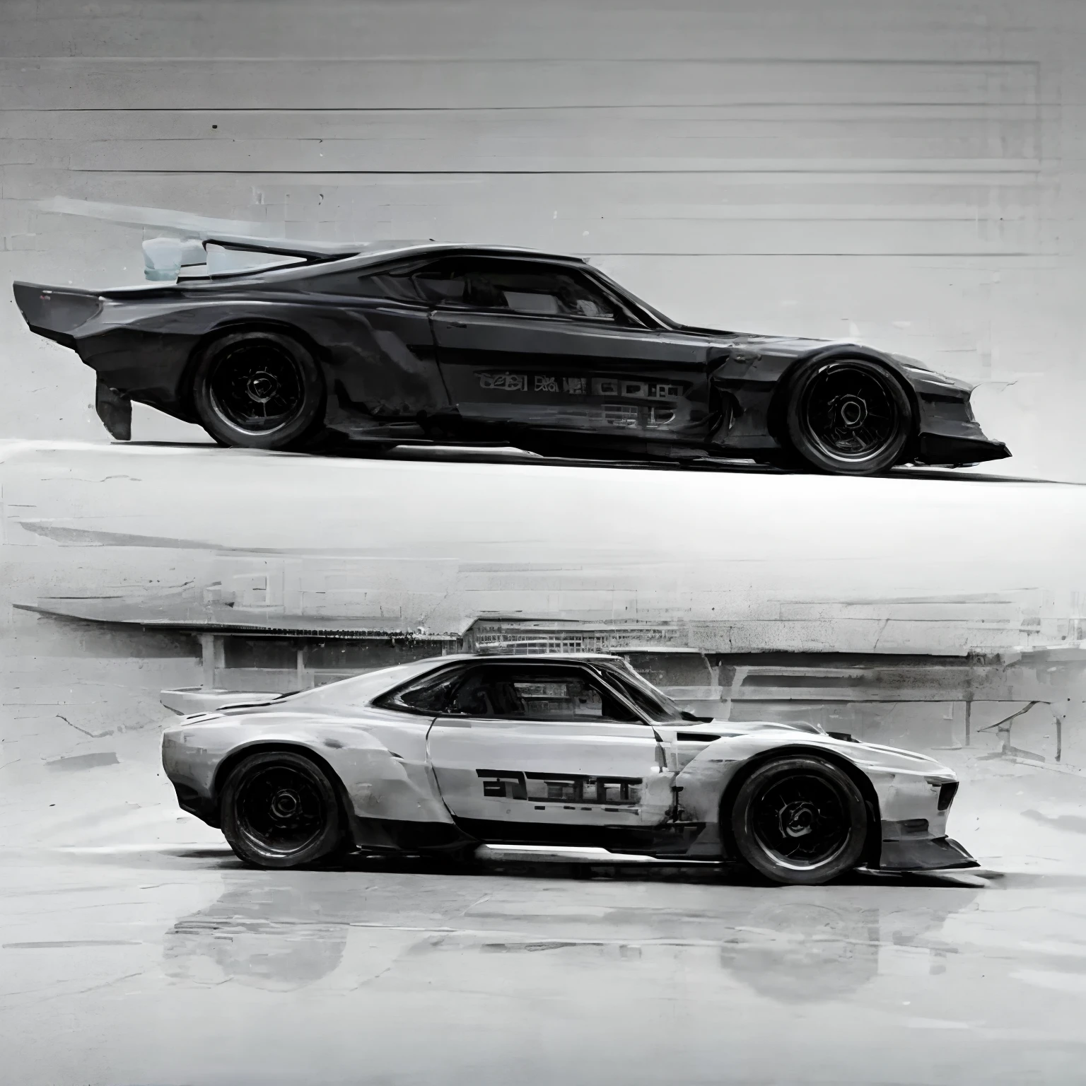 a black and white,concept car