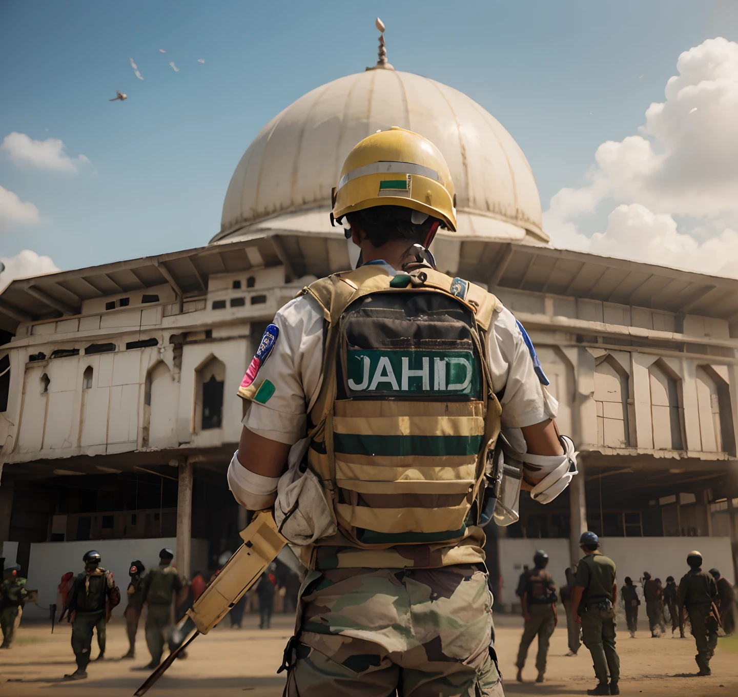 Realistic edit, Bangladesh flug in helmet middle,