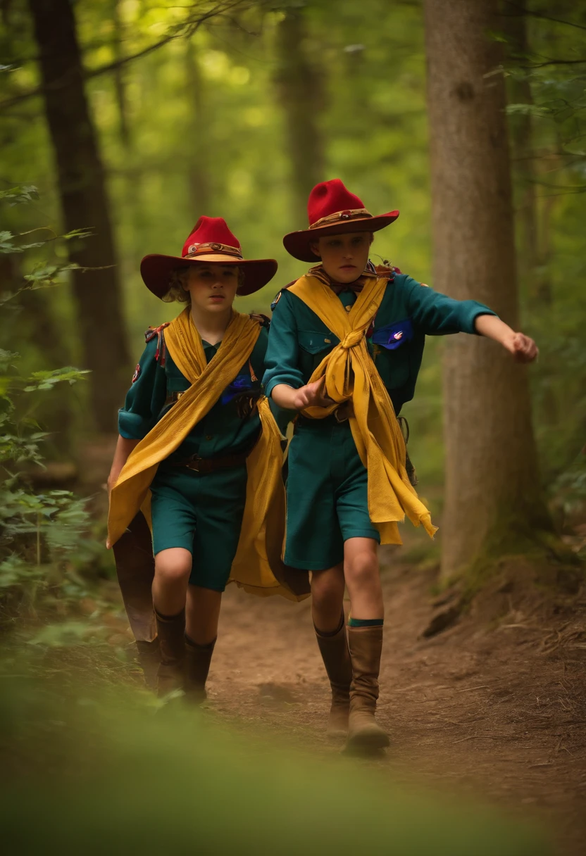 Scouts throwing their hats in jamboree camp