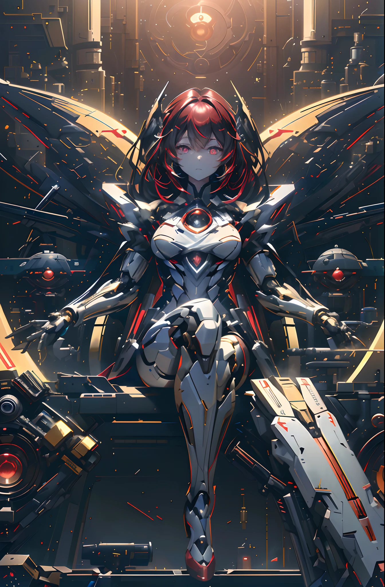 (android、humanoide、Mechanical Doll、(Electronic components、RoboArm、Mechanical parts、mechanical wings、Energy Wing、mechanical leg、Energy Cell、Robot Joint、complex mechanical component(Electronic components、)、)),(mecha musume、machine components、Robot Joint、echanical arms、mechanical legs、head gear、Complex mechanical bodysuit、Mechanical Energy Wing、mechanical wings、Electromechanical components、Cyber Parts、robotics、System Dynamics)
