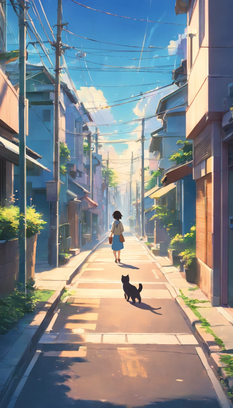 A kitten walks sideways down the street