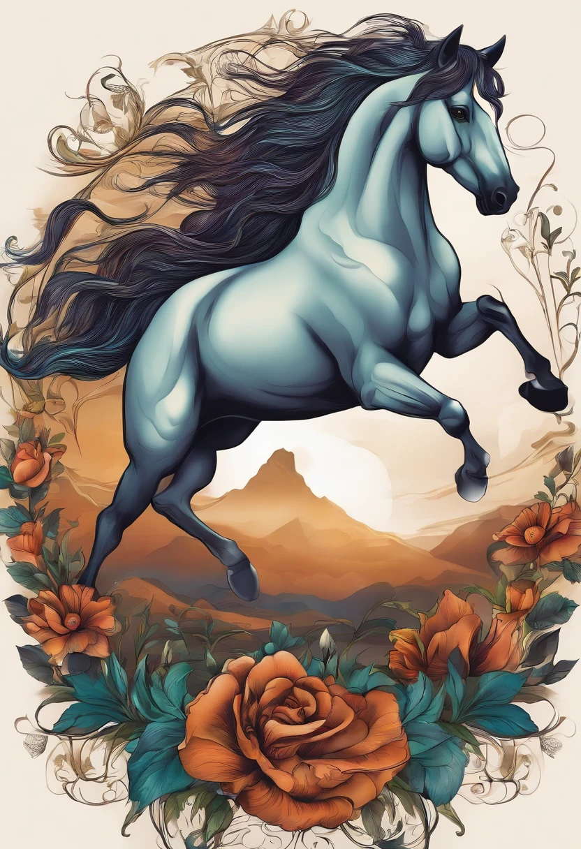 horse full color tattoo projeto