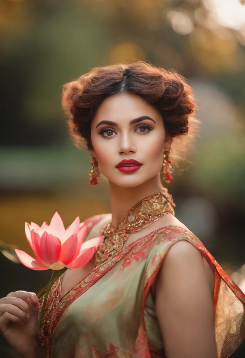 32K（tmasterpiece，k hd，hyper HD，32K）curlies，Flowing rouge，ponds，zydink， a color， Liaoning people （Silly girl）， （Silk scarf）， Combat posture， looking at the ground， Flowing rouge curls，Green emerald tiara， Chinese long-sleeved rose gold garment， （abstract ink splash：1.2）， Pink lotus background，Water lily flower protector（realisticlying：1.4），Rouge hair，Autumn is in full swing，The background is pure， A high resolution， the detail， RAW photogr， Sharp Re， Nikon D850 Film Stock Photo by Jefferies Lee 4 Kodak Portra 400 Camera F1.6 shots, Rich colors, ultra-realistic vivid textures, Dramatic lighting, Unreal Engine Art Station Trend, cinestir 800，Large curls，Flowing rouge