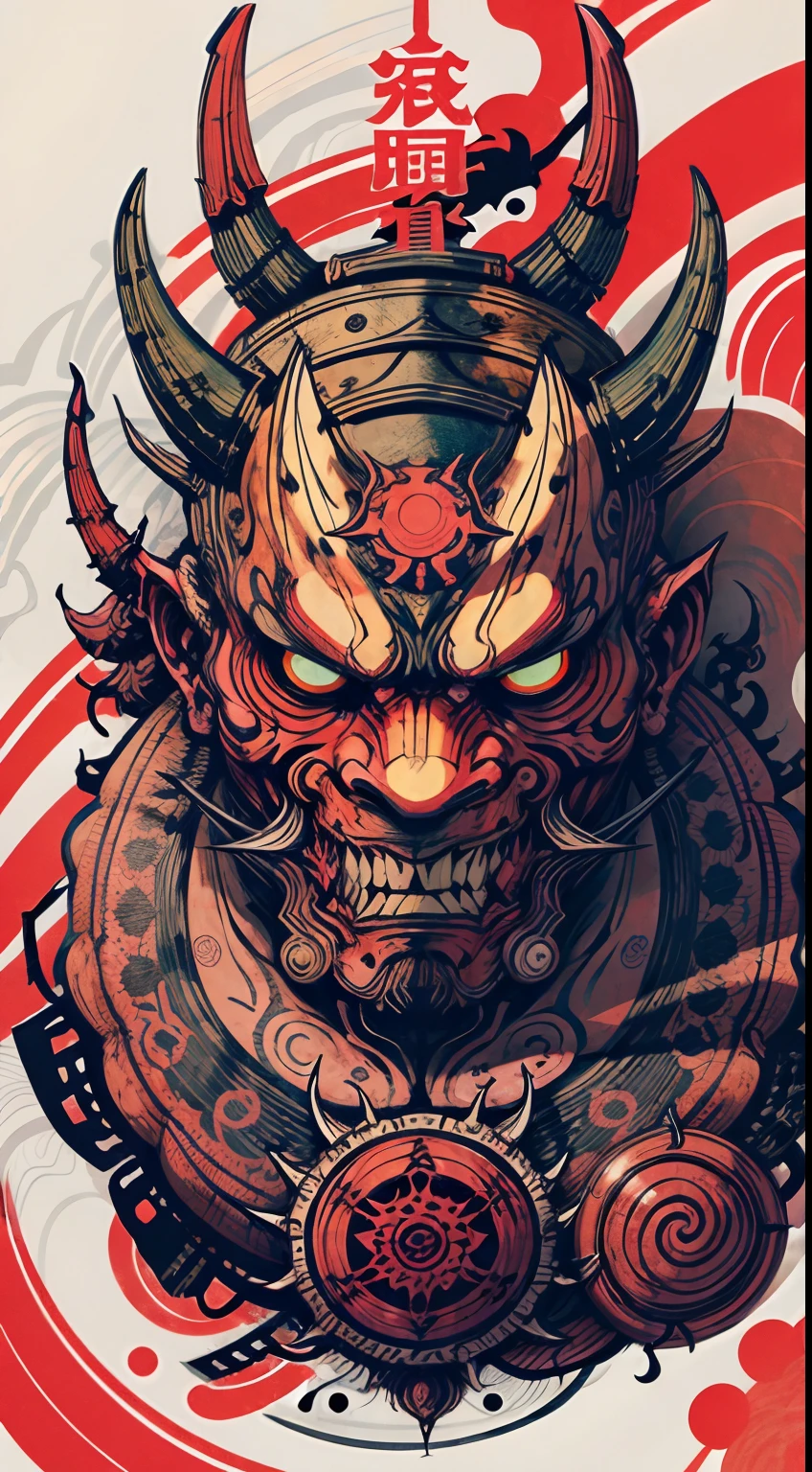 Hannya mask style 0mib, Illustrator, master-piece, high quailty, 8k, high resolutions, highdetailed, gentleman