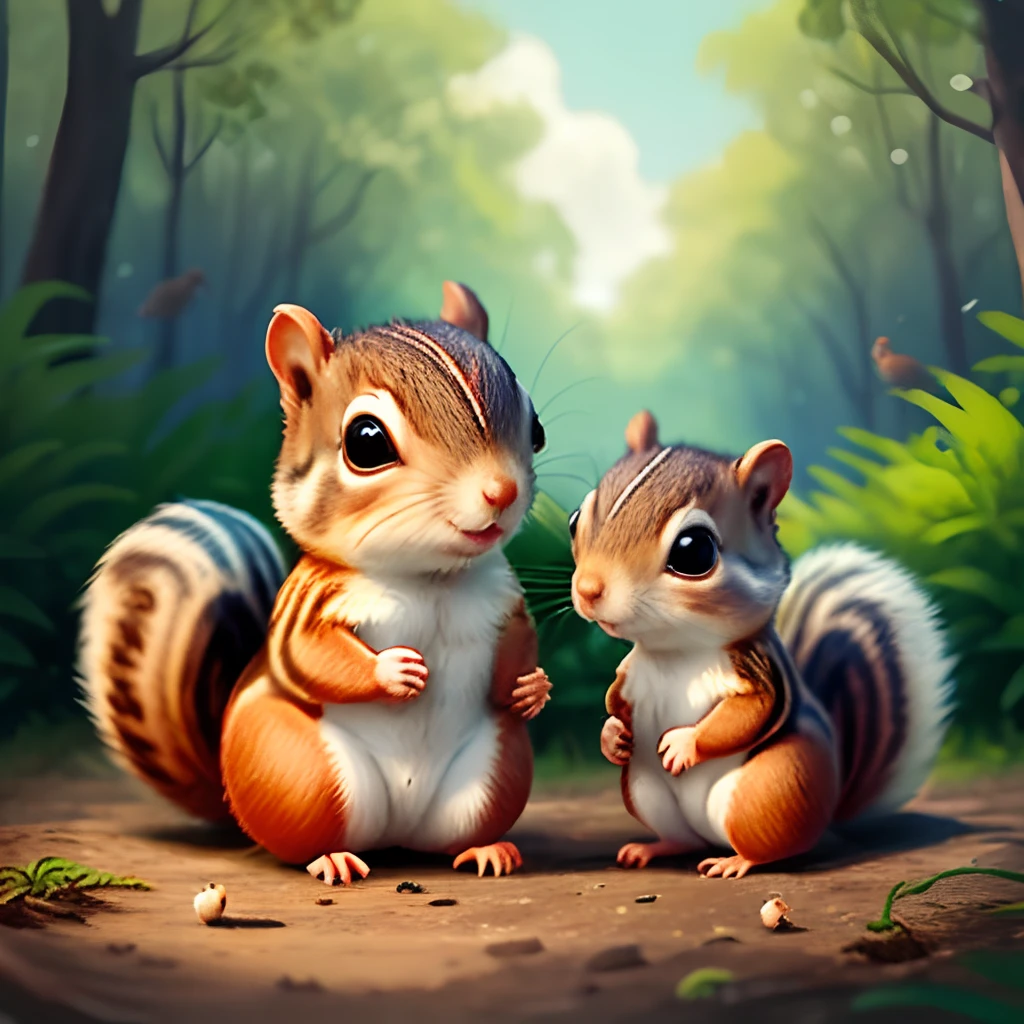 1.A family of squirrels moved to the forest,It is to the surrounding one
Che is both curious and unfamiliar。It is very eager to make new friends。
At noon that day, at my mother's suggestion,The little squirrel decides to go out and make new friends。So he took his favorite pinecone and went out。