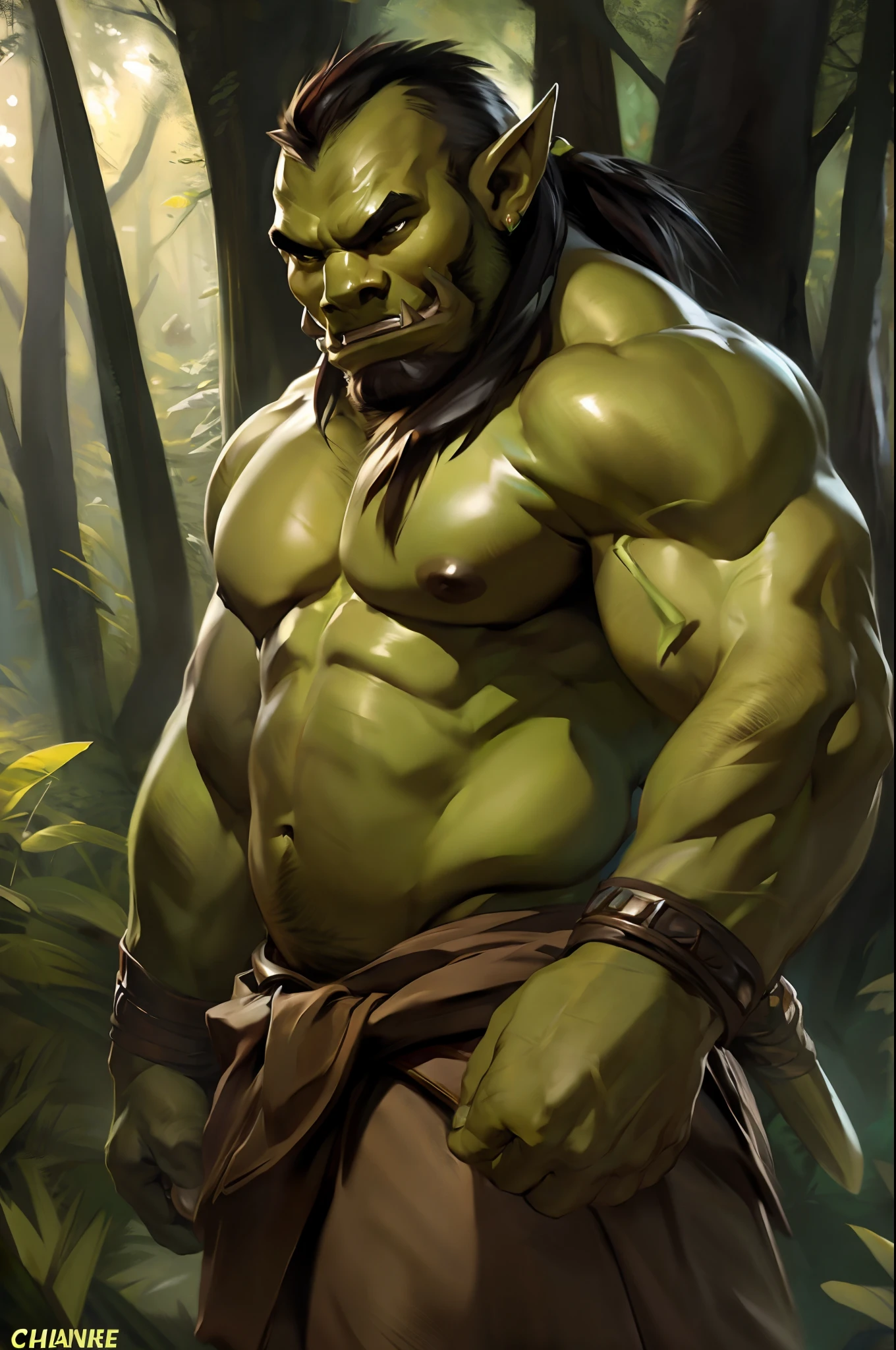 Solo, male, by darkgem, by chunie, ((orc)), forest,