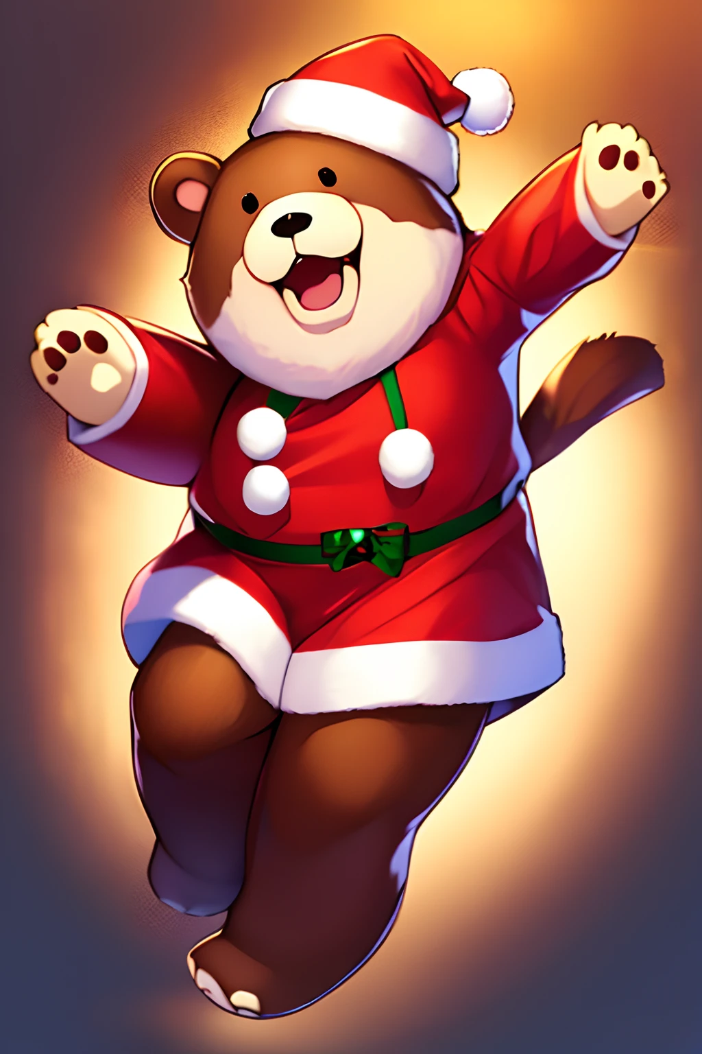 Cute Bear。Santa Claus costume、Dancing