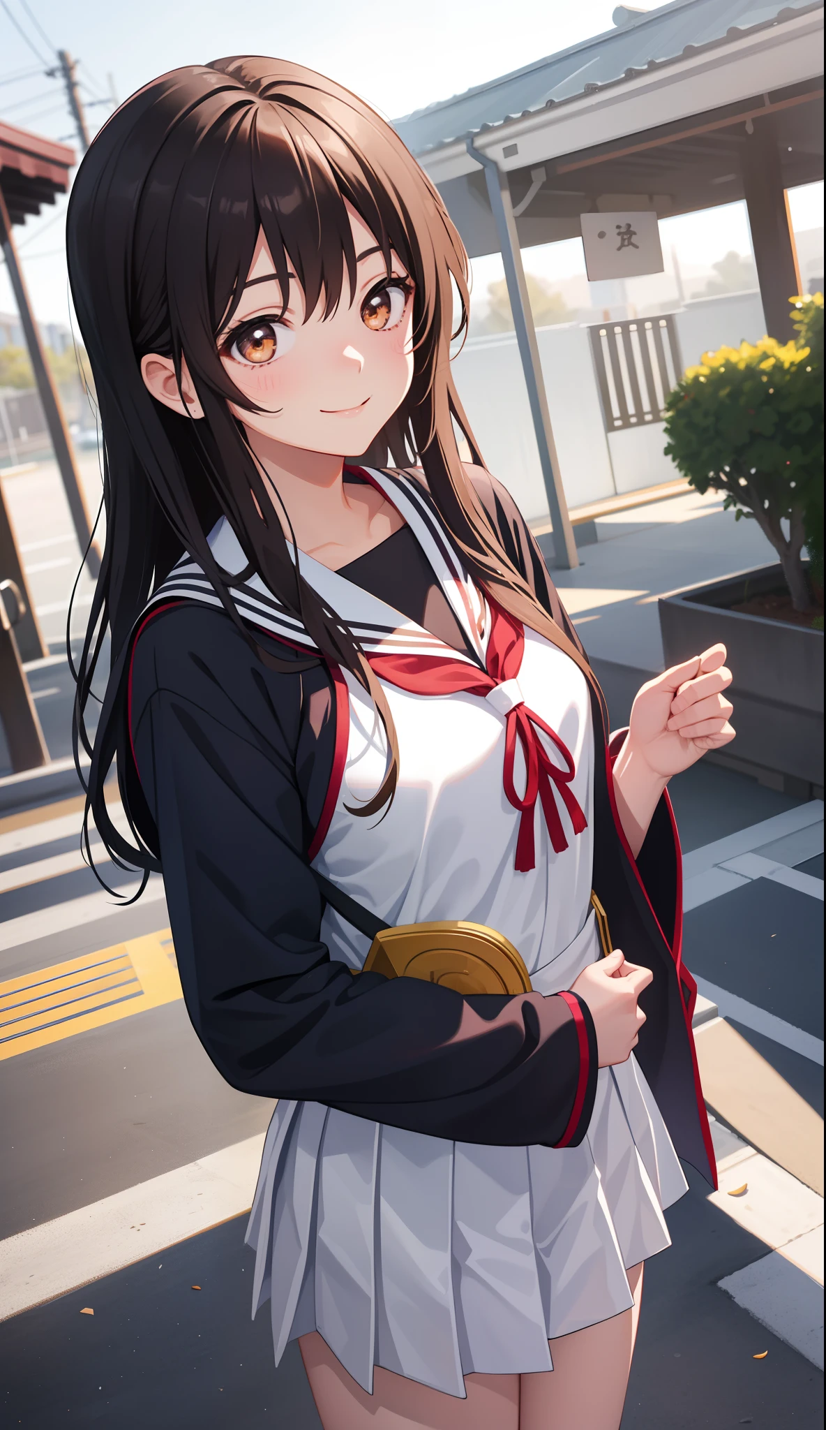 1girl in、AS-Adult、A smile、Japanese、highschool、校服、serafuku、