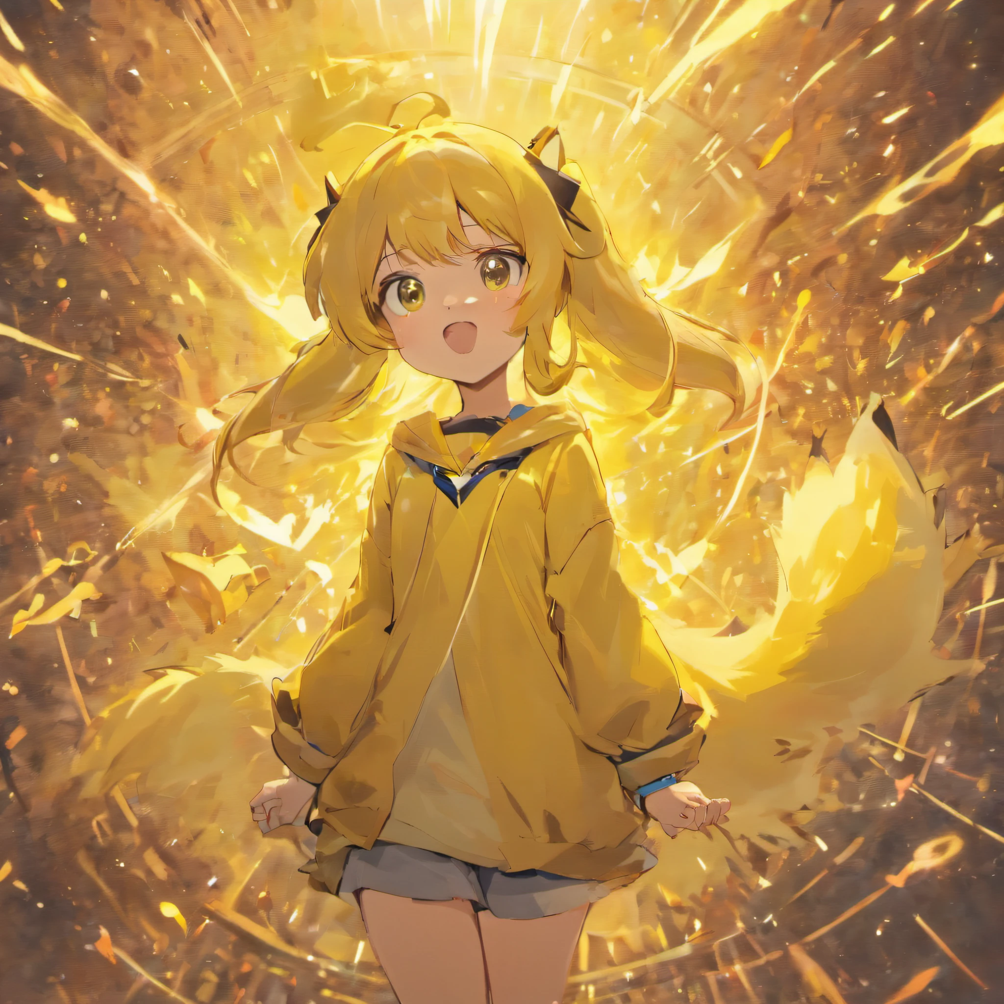Pikachu、hightquality、masuter piece、personification, girl with, soio