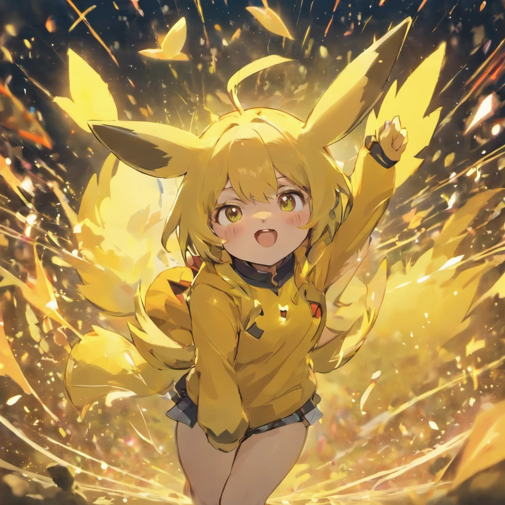 Pikachu、hightquality、masuter piece、personification, girl with, Soio