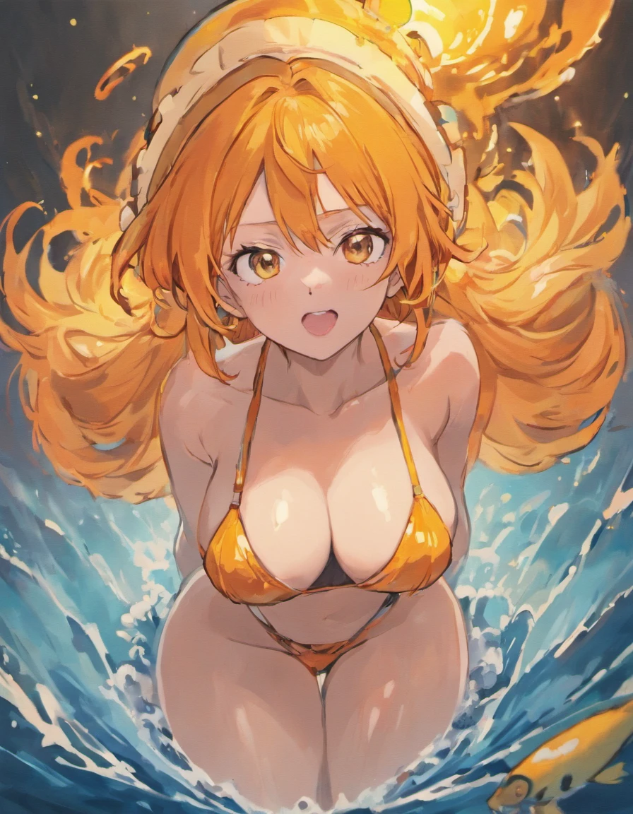 Nami from one piece with orange yellow hair , gaunt ass ,massive titts ,getting fucked in the vagina