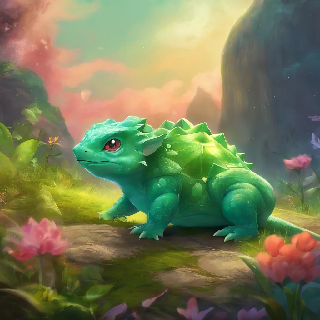 poster do filme bulbasaur,A mais alta qualidade de imagem,cinematic texture,uma obra-prima,tmasterpiece,T-rex fofo