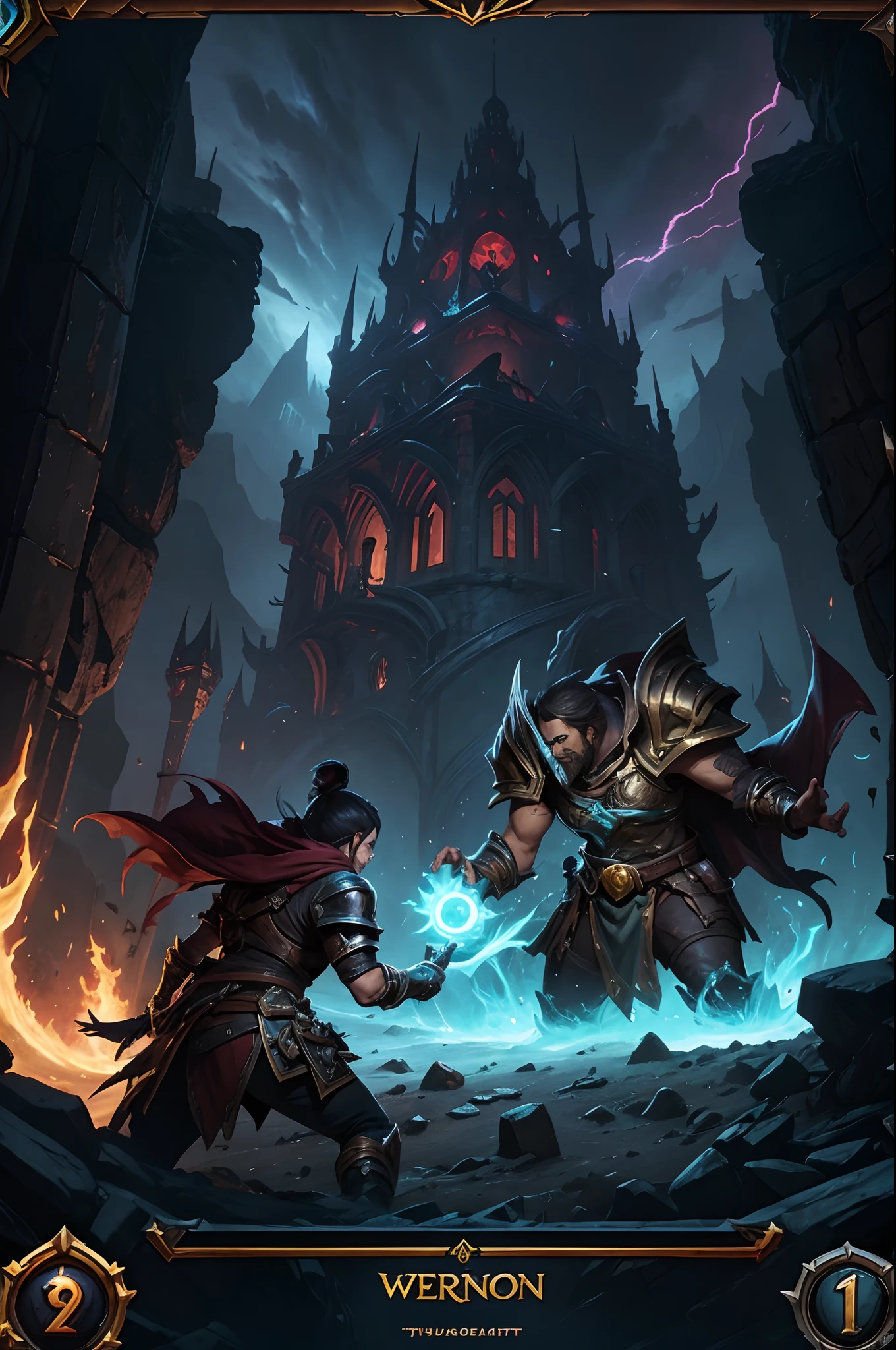 Card game, warrior, League of Legends character, League of Legends concept art, splash art, League of Legends splash art, official splash art, League of Legends art, League of Legends character art, League of Legends , League of Legends Splashart, skill power, concept art, best quality, detailed, best quality, high quality, High details, A close-up of a menu with a fantasy adventure theme background, Dungeons & Dragons RPG concept fantasy art and various icons, game interface, game interface, Game HUD, Game UI asset design, UI board, item art, Game icon asset, stylized game icon, Game style Hearthstone color, HUD health bar, PC screenshot, game screen, detailed screenshot, no volcano, game overlay, ...png, NO PREVIEW