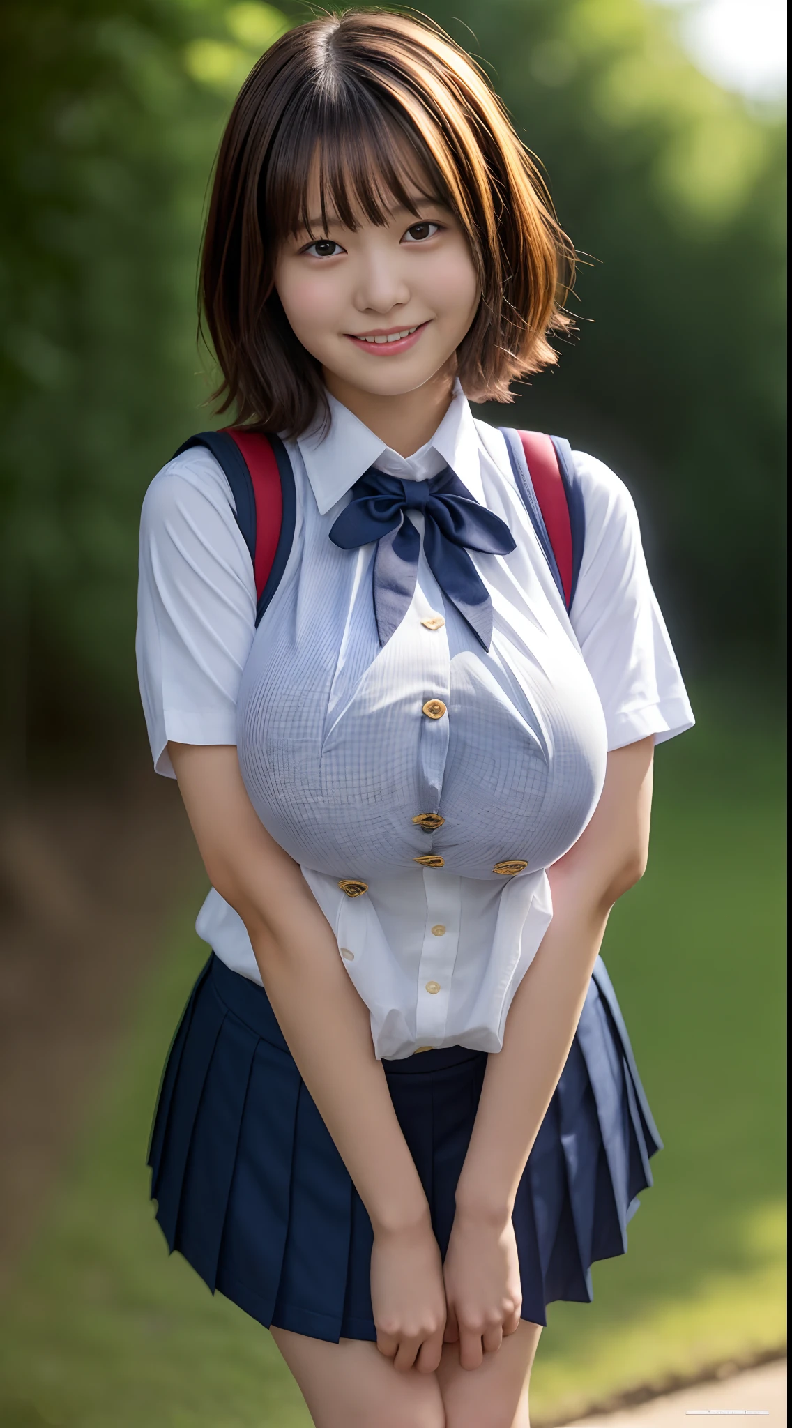 NSFW, (masutepiece), (photo realistic1.4), 超A high resolution, Best Quality, 8K, Soft light, Blurry background,
BREAK
1girl ,ar old,ry beautiful school girl, Beautiful face, Beautiful face, Perfect face, cute symmetrical eyes, 二重まぶた, backpack、espadrilles、slender, (Huge breasts:1.7),large full breasts, Pants are visible、puffies_, bra very、election , Sweaty body, (Short shaggy hair, dark brown hair),
1girl in, (School uniform, Short sleeved shirt), Colossal tits, Pleated skirt, Skirt lift, ((cum dripping , cum on the body)),
break
Evil smile, ((embarrassed, shame)), Full face blush, breathing deeply, Looking at Viewer, Open legs:1.5