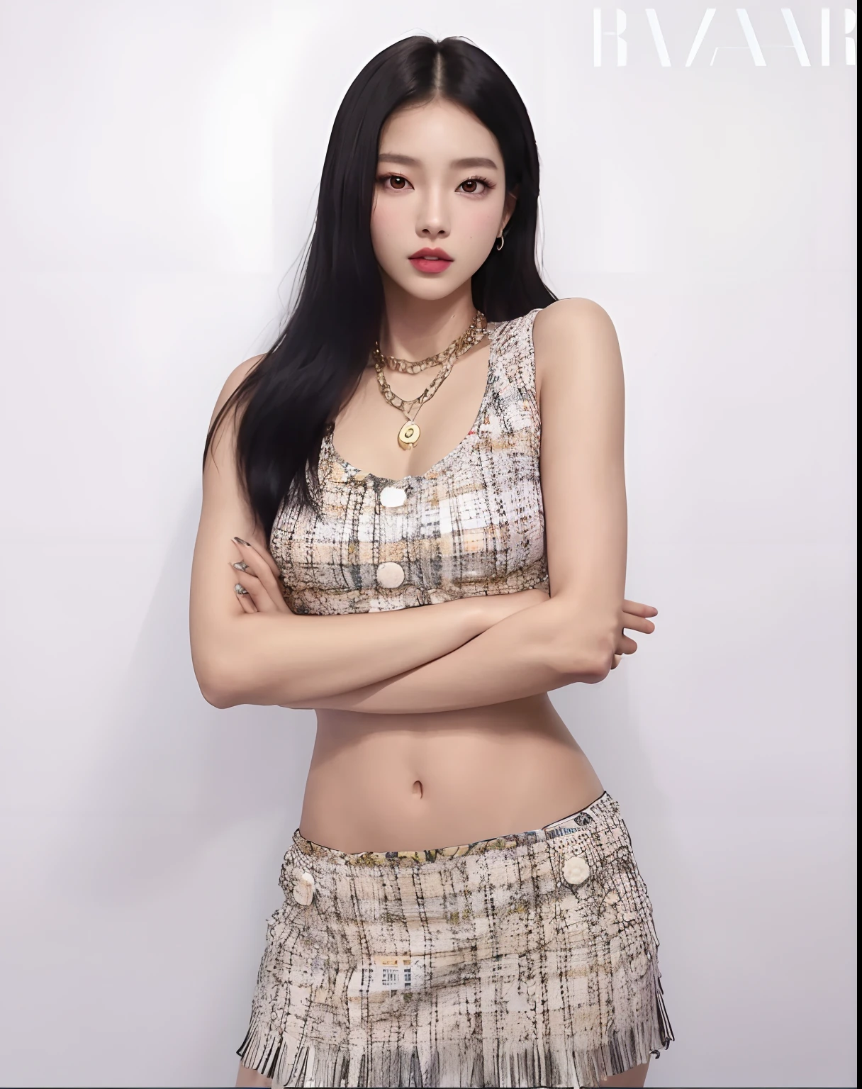 una mujer con un top y una falda a cuadros posando para una foto, Blackpink Jennie, JIA, Jossi de Blackpink, Jisoo de Blackpink, Modelo de moda femenina coreana, Parque Roseanne de Blackpink, Sha Xi, Jisoo de Blackpink, Gongbi, Foto de Slim Girl Model, Heonhwa Choe, Imagen filtrada, 2 4 year old female model, Taejune Kim