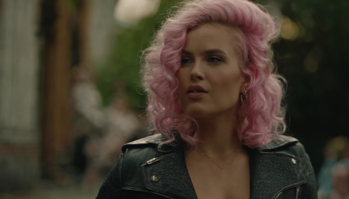 Girl bouncing big titties pink hair opened jacket horny