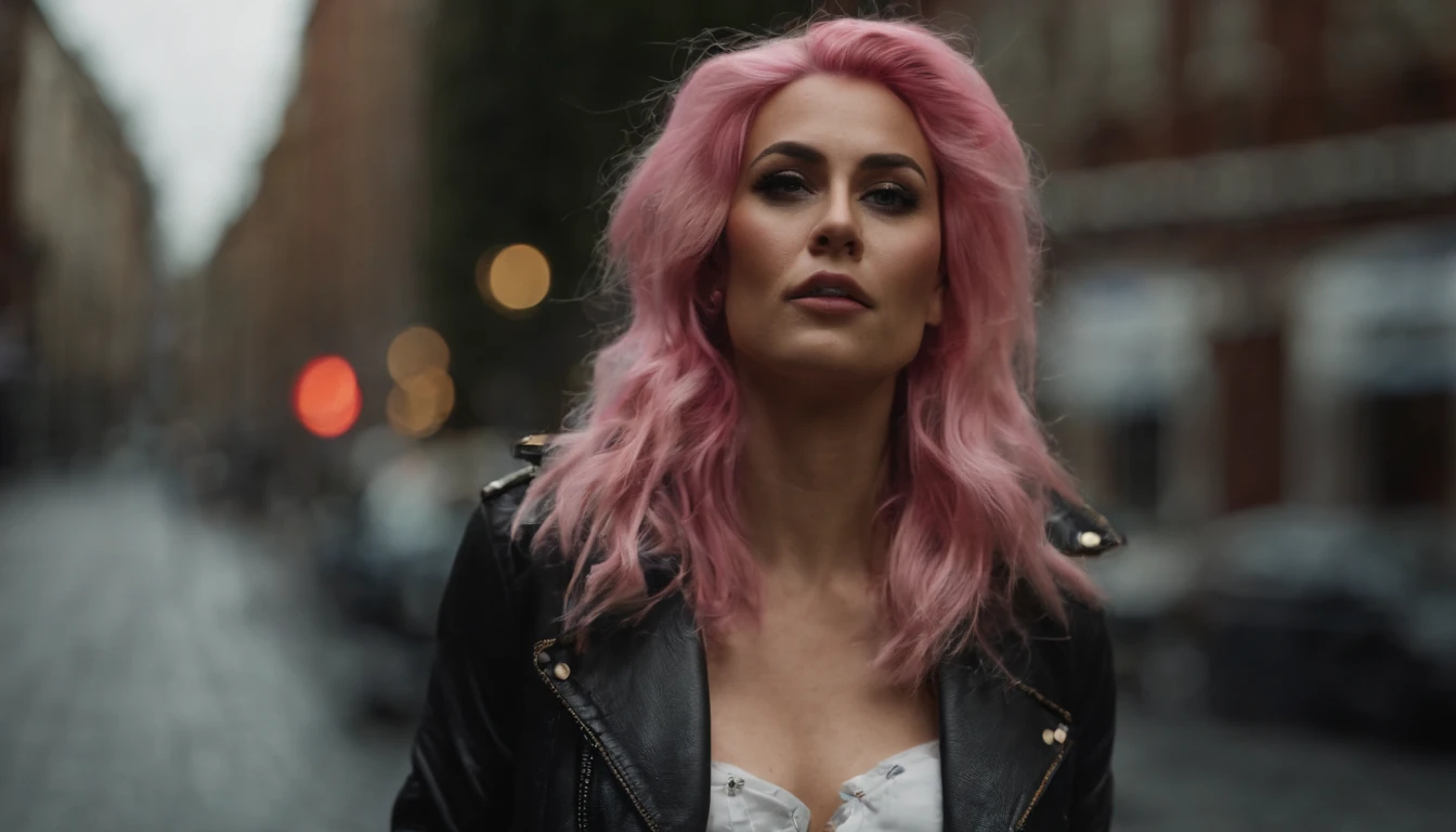 Girl bouncing big titties pink hair opened jacket horny